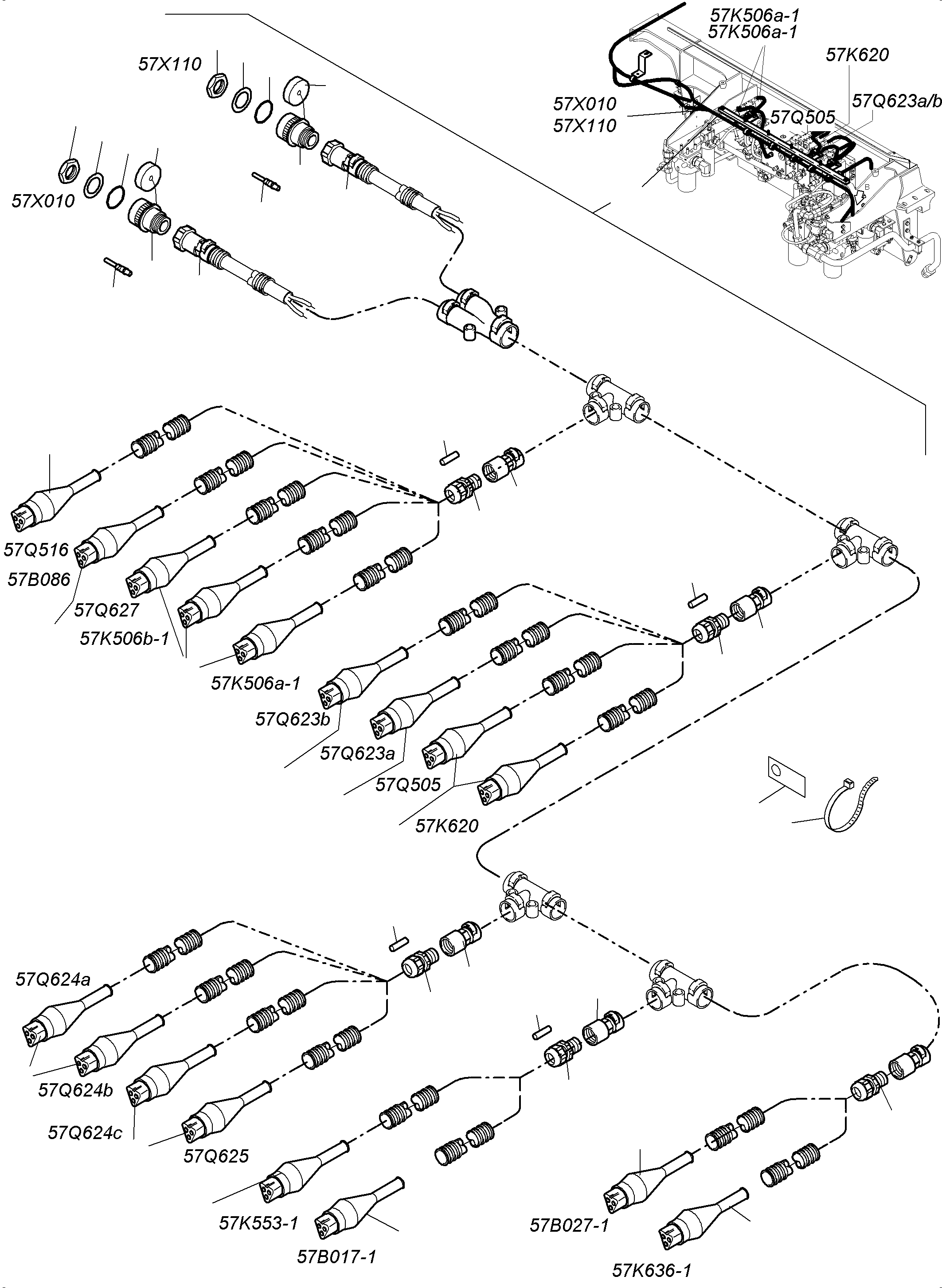 Komatsu parts book diagram for PC4000-11 S/N 08273: CABLES - CONTROL- AND FILTER PLATE