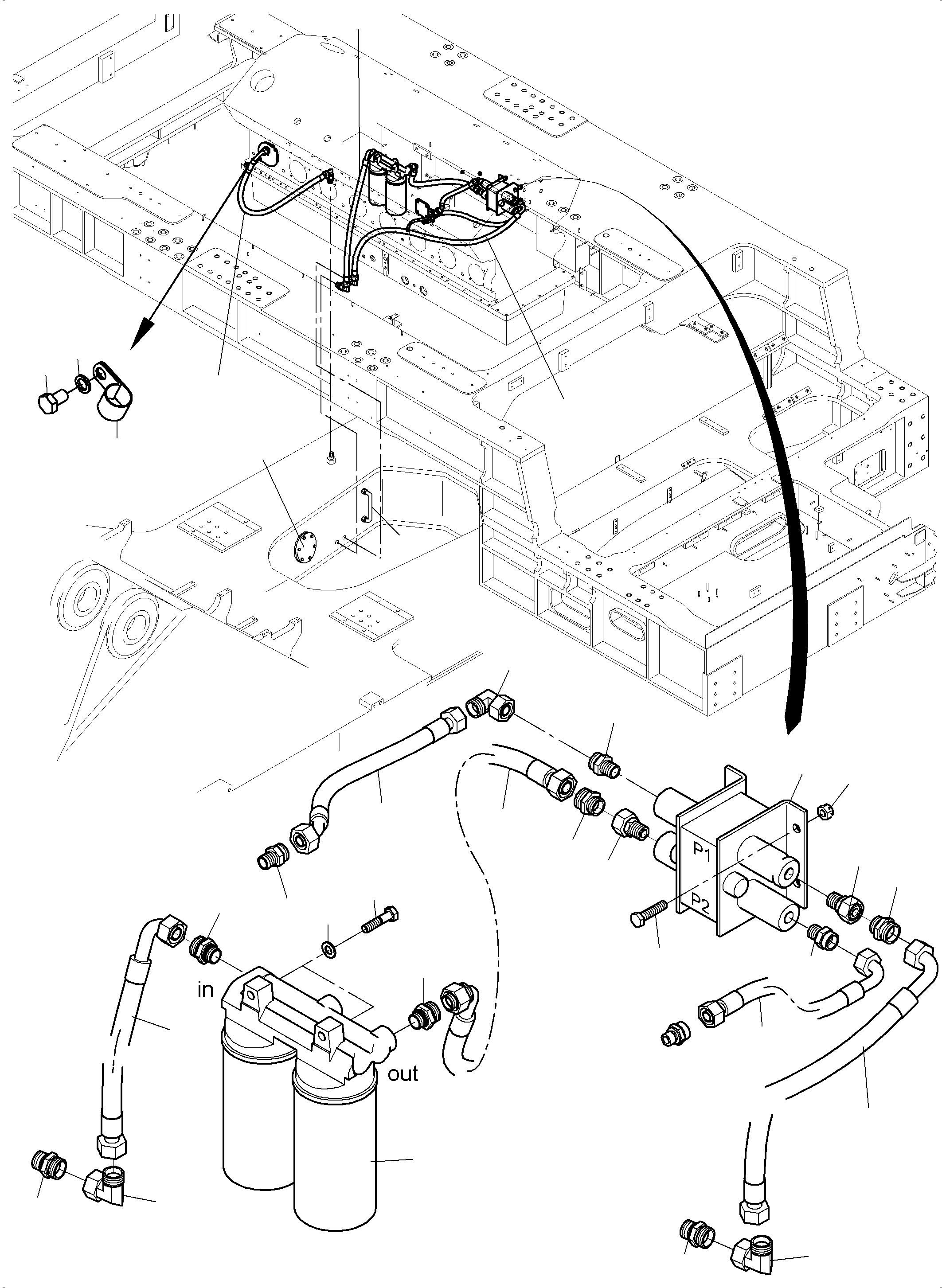 Komatsu parts book diagram for PC4000-11 S/N 08273: LINES FOR FEED PUMP - ENGINE OIL