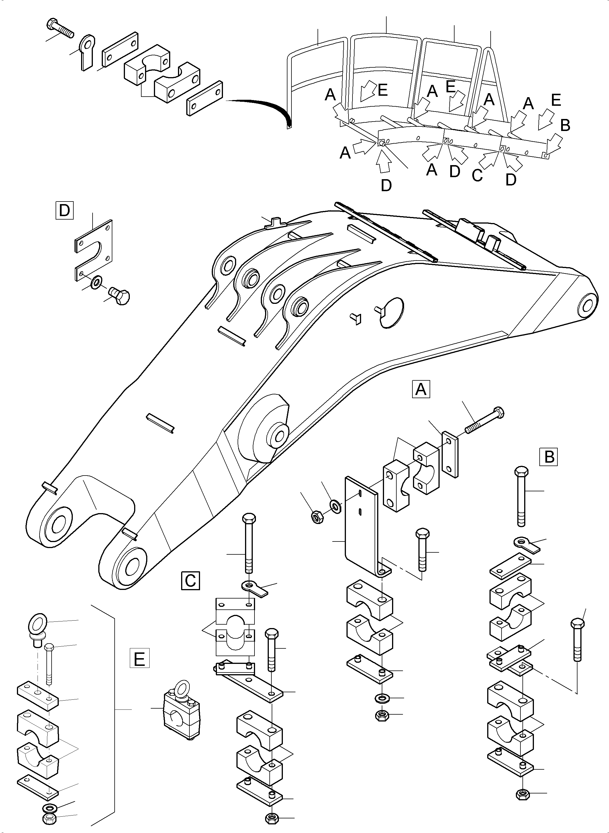 Komatsu parts book diagram for PC4000-11 S/N 08273: LADDER - BACKHOE BOOM 9,75 M