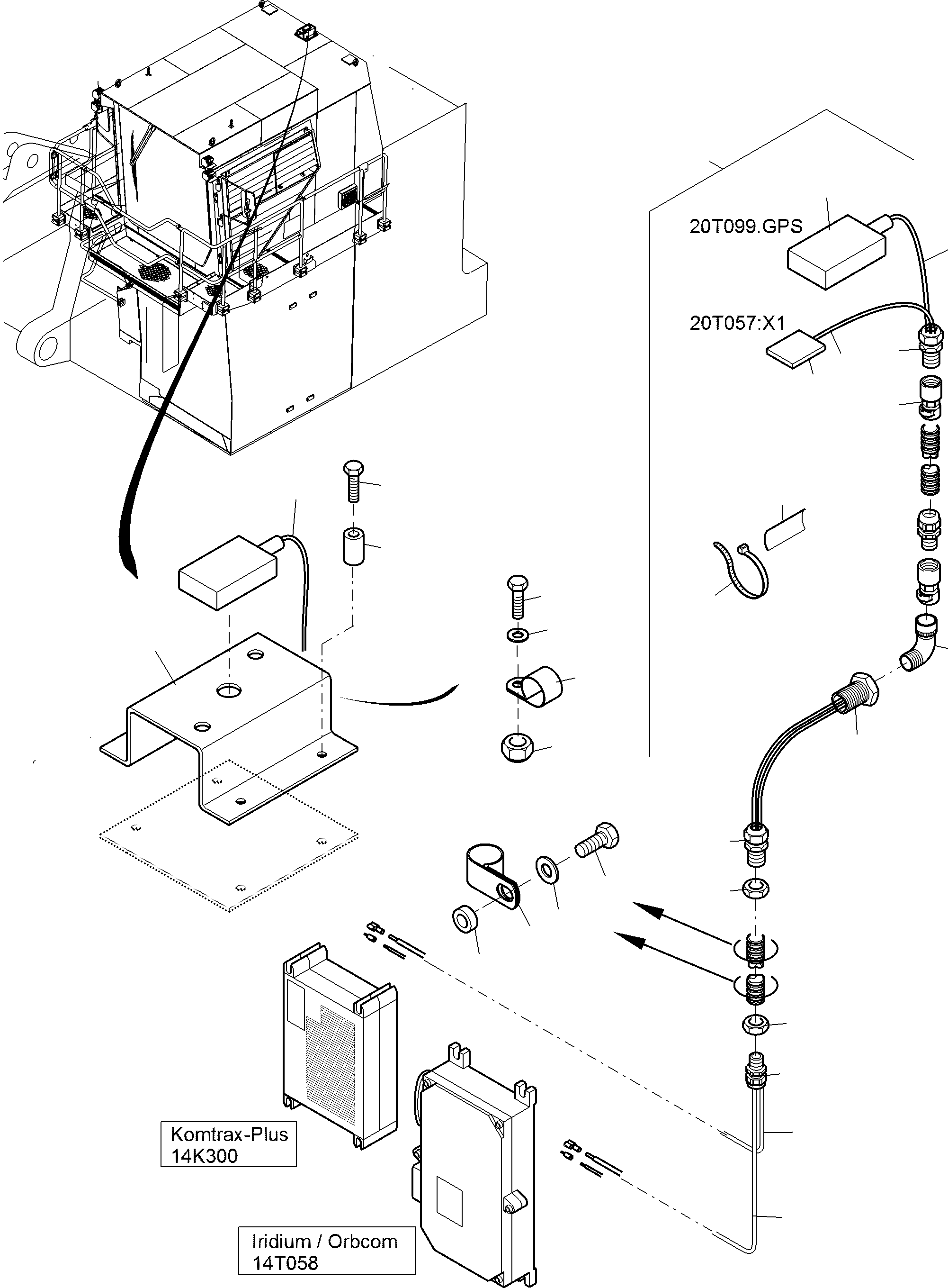 Komatsu parts book diagram for PC4000-11 S/N 08273: DATA TRANSFER "ORBCOMM" AND GPS