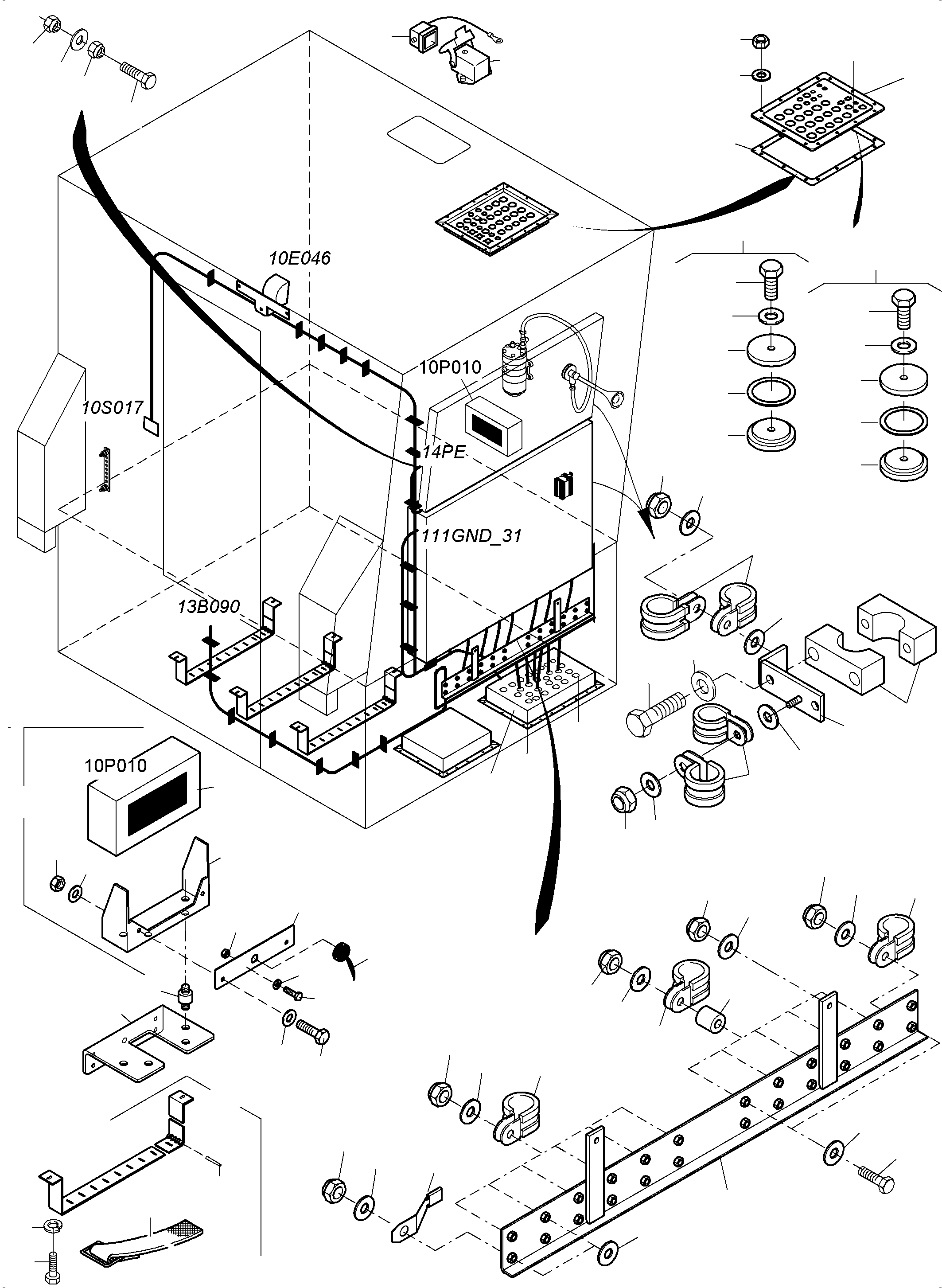 Komatsu parts book diagram for PC4000-11 S/N 08273: ELECTRIC - CAB SUPPORT