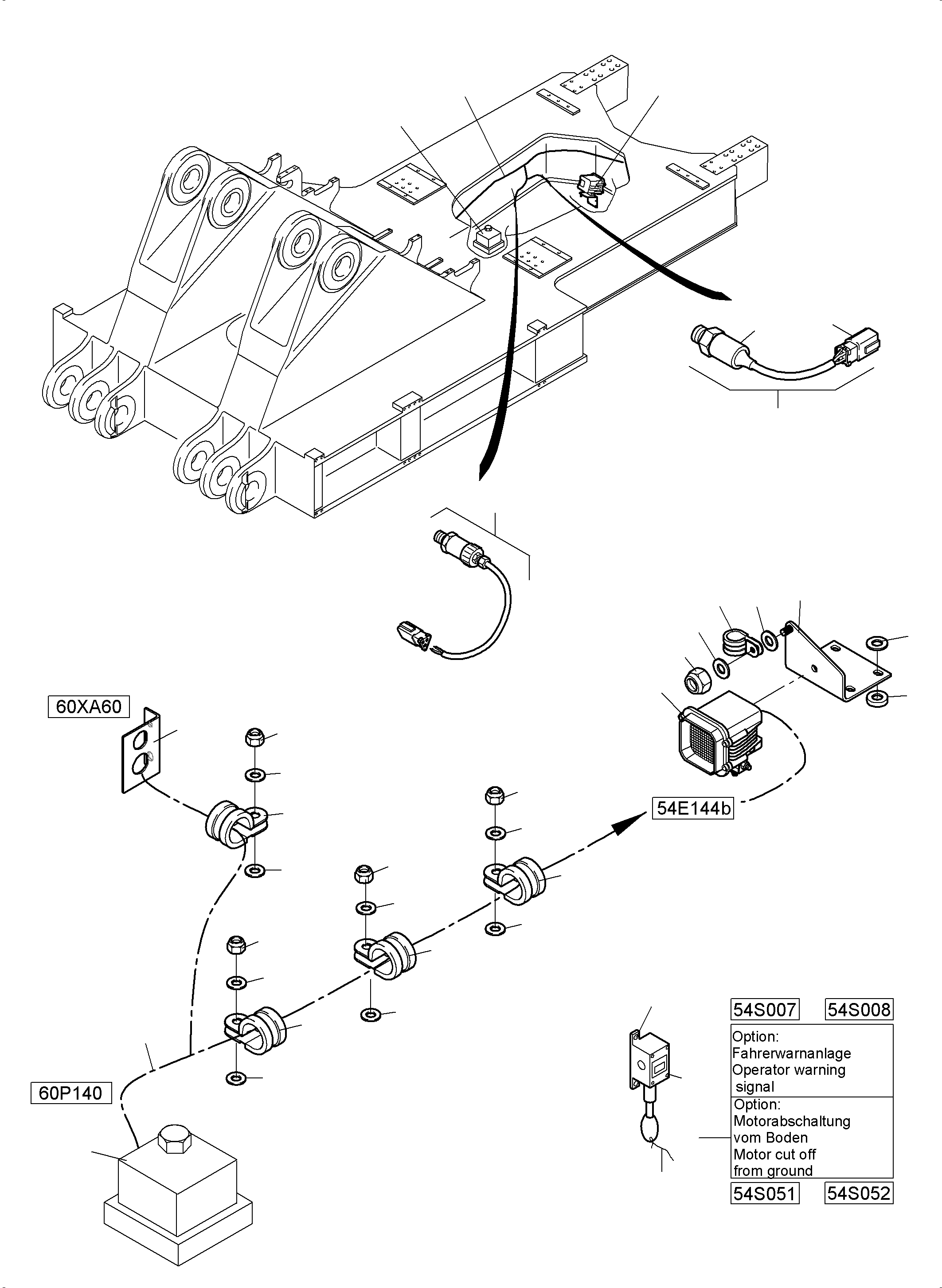 Komatsu parts book diagram for PC4000-11 S/N 08273: ELECT. PARTS - MOVEM. SIGNAL / MOTOR SWITCH-OFF / WARNING SYSTEM ASSY.