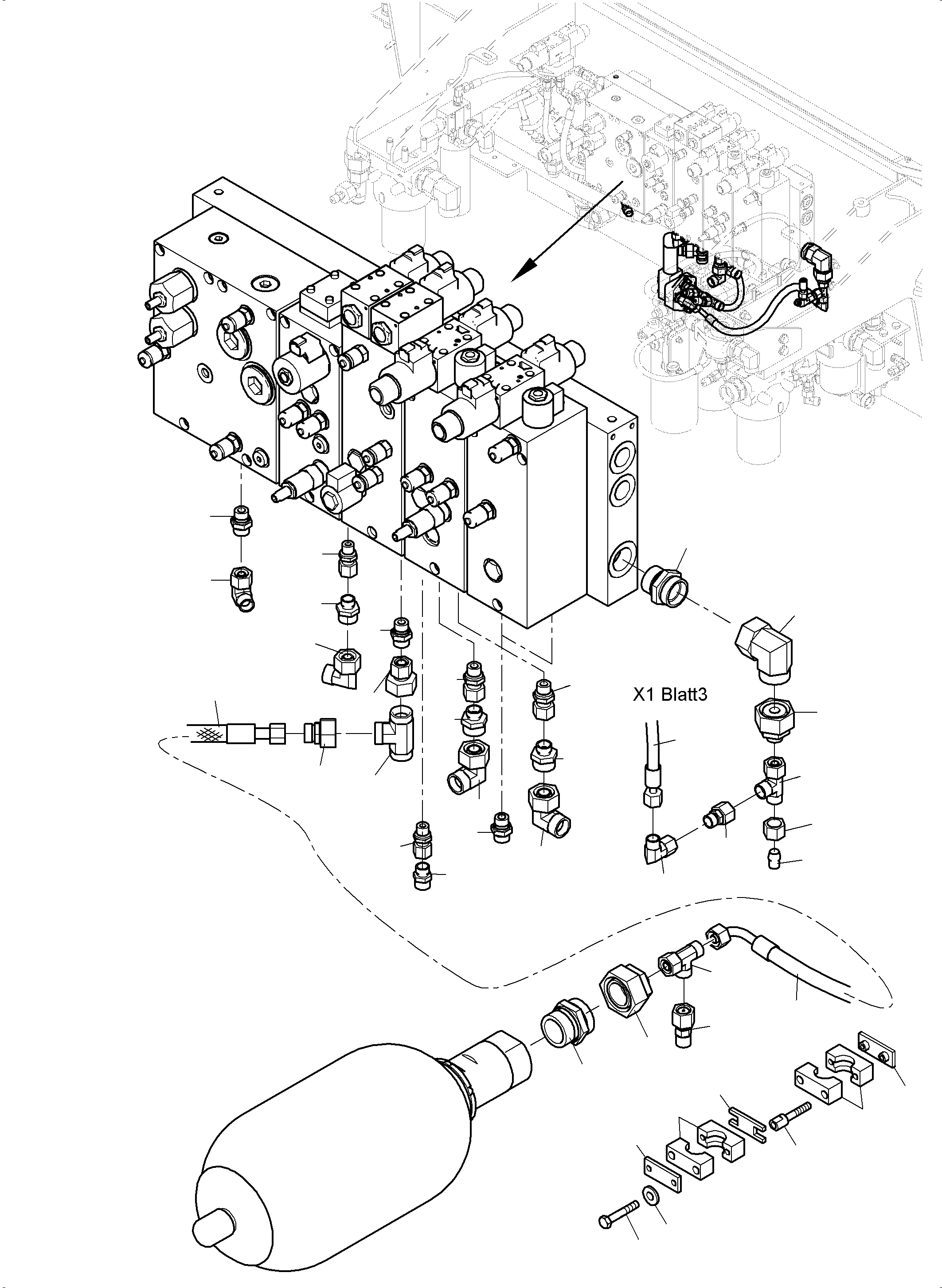 Komatsu parts book diagram for PC4000-11 S/N 08273: CONTROL- AND FILTER PLATE PIPING