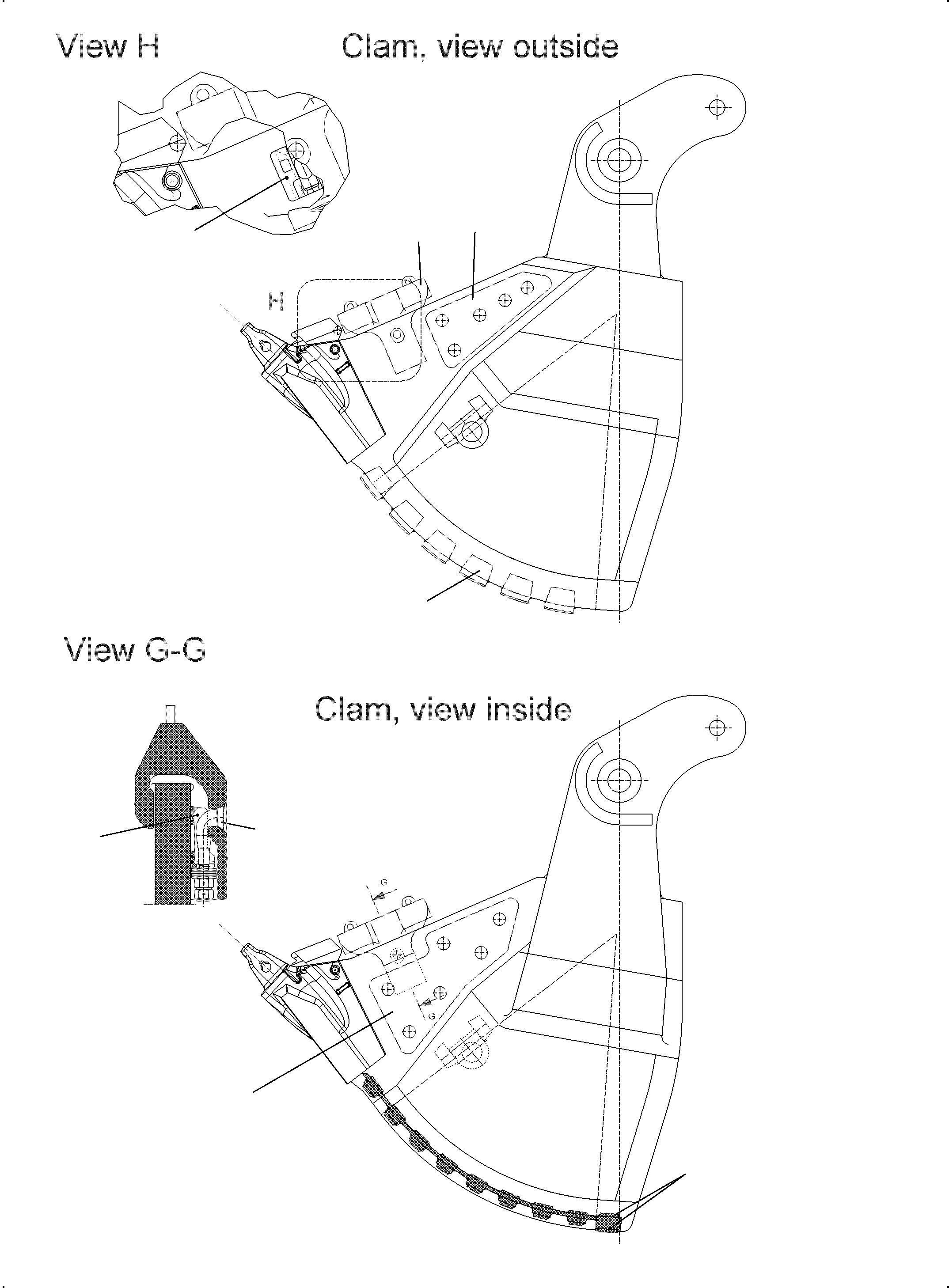 Excavators Mining Komatsu / PC4000-6E S/N 08284(G08284) / Wear and Tear Parts Bucket Clam 24.0 m3 STD(355-5285 : 355-5285)