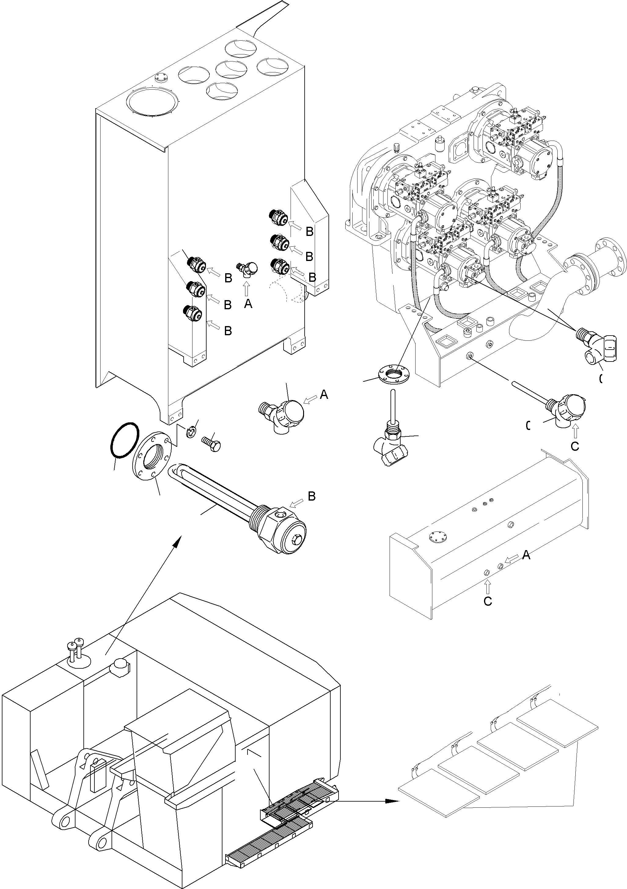 Komatsu parts book diagram for PC4000-6E S/N 08286: TEMPERATURE CONDITIONING - WATER AND HYDAULIC OIL