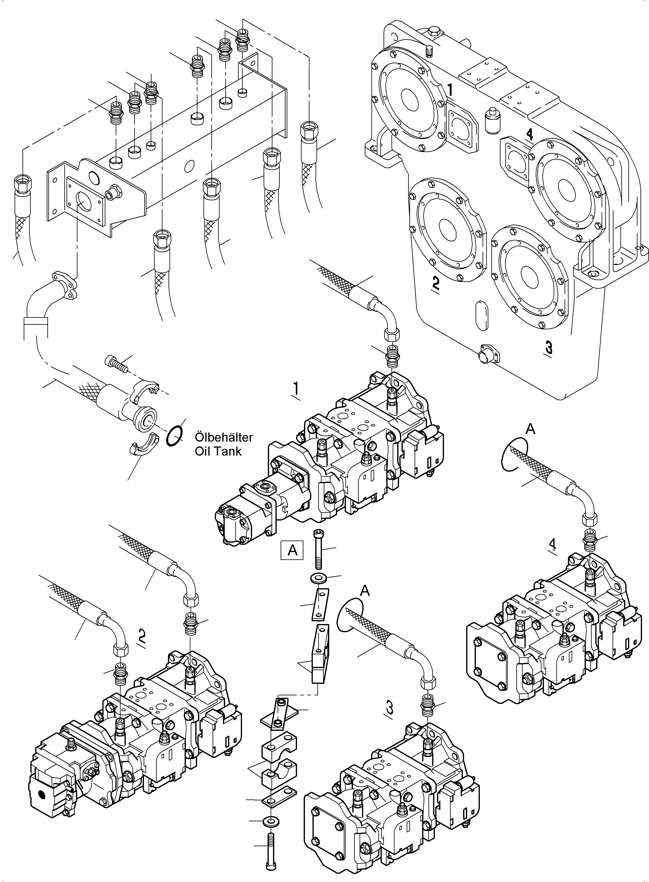 Komatsu parts book diagram for PC4000-6E S/N 08286: RETURN OIL PIPE / MAIN PUMP