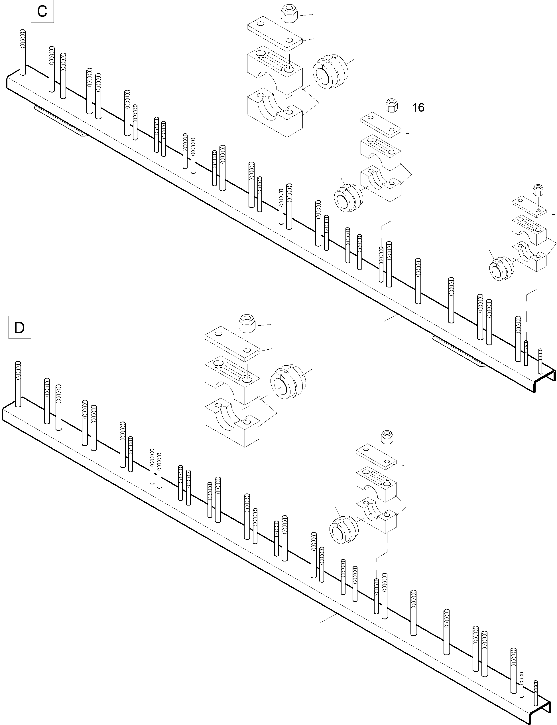 Komatsu parts book diagram for PC4000-6E S/N 08286: HOSES ASSY. - MANIFOLD- BOOM