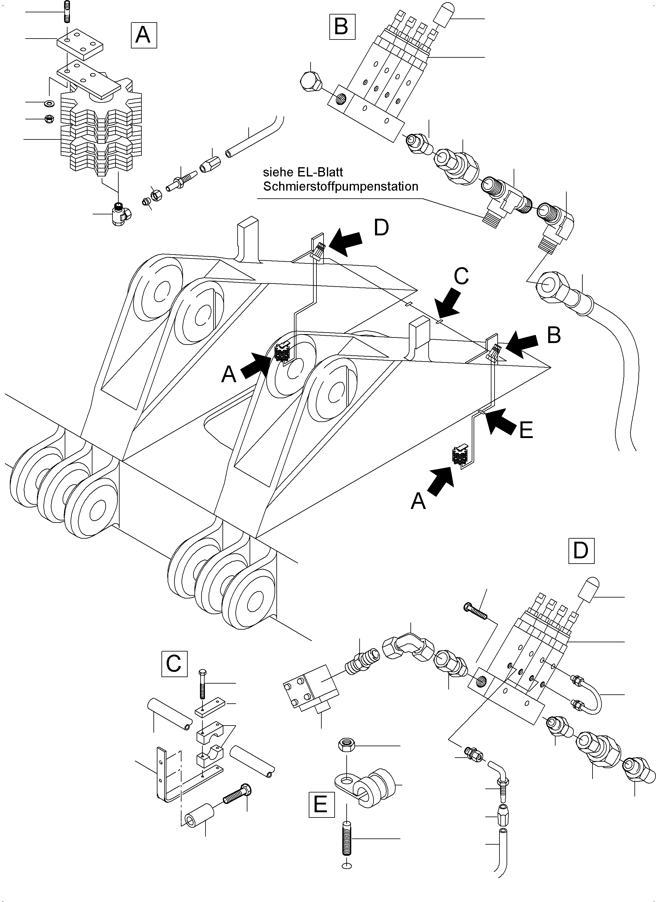 Komatsu parts book diagram for PC4000-6E S/N 08286: GEAR GREASING BY PINION