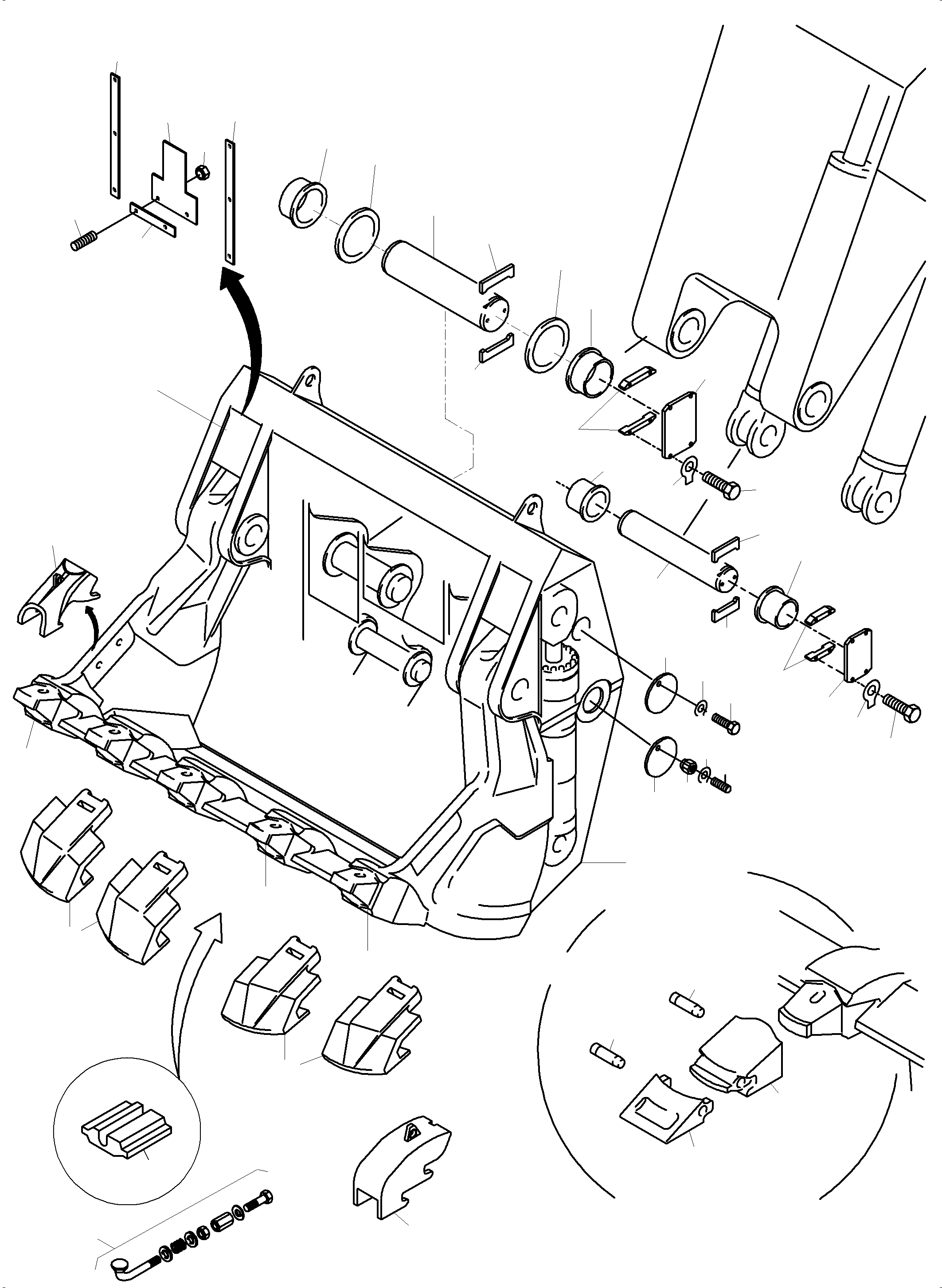Komatsu parts book diagram for PC4000-6E S/N 08286: BULLCLAM BUCKET 22,0 CBM