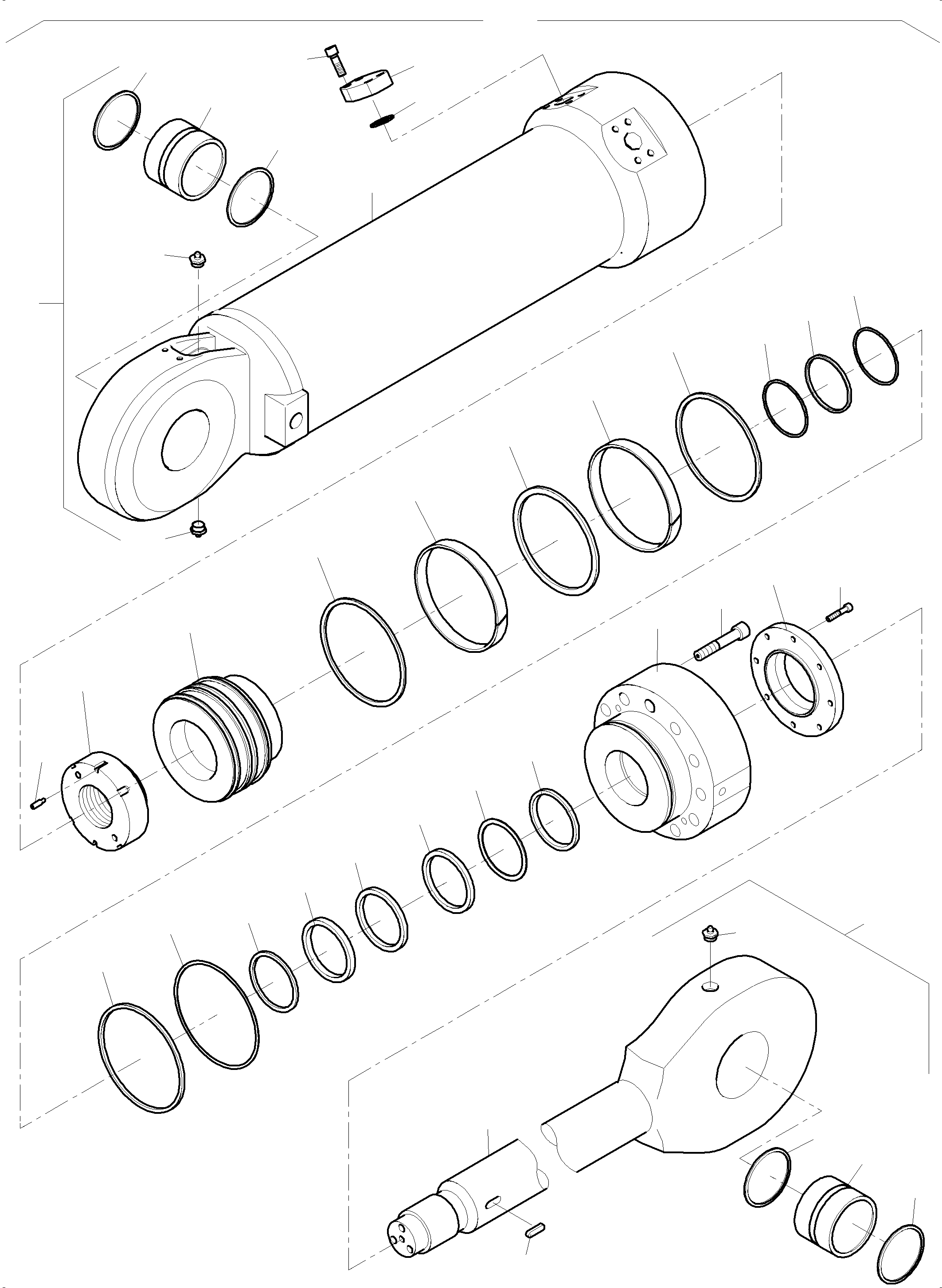 Komatsu parts book diagram for PC4000-6E S/N 08286: CLAM CYLINDER