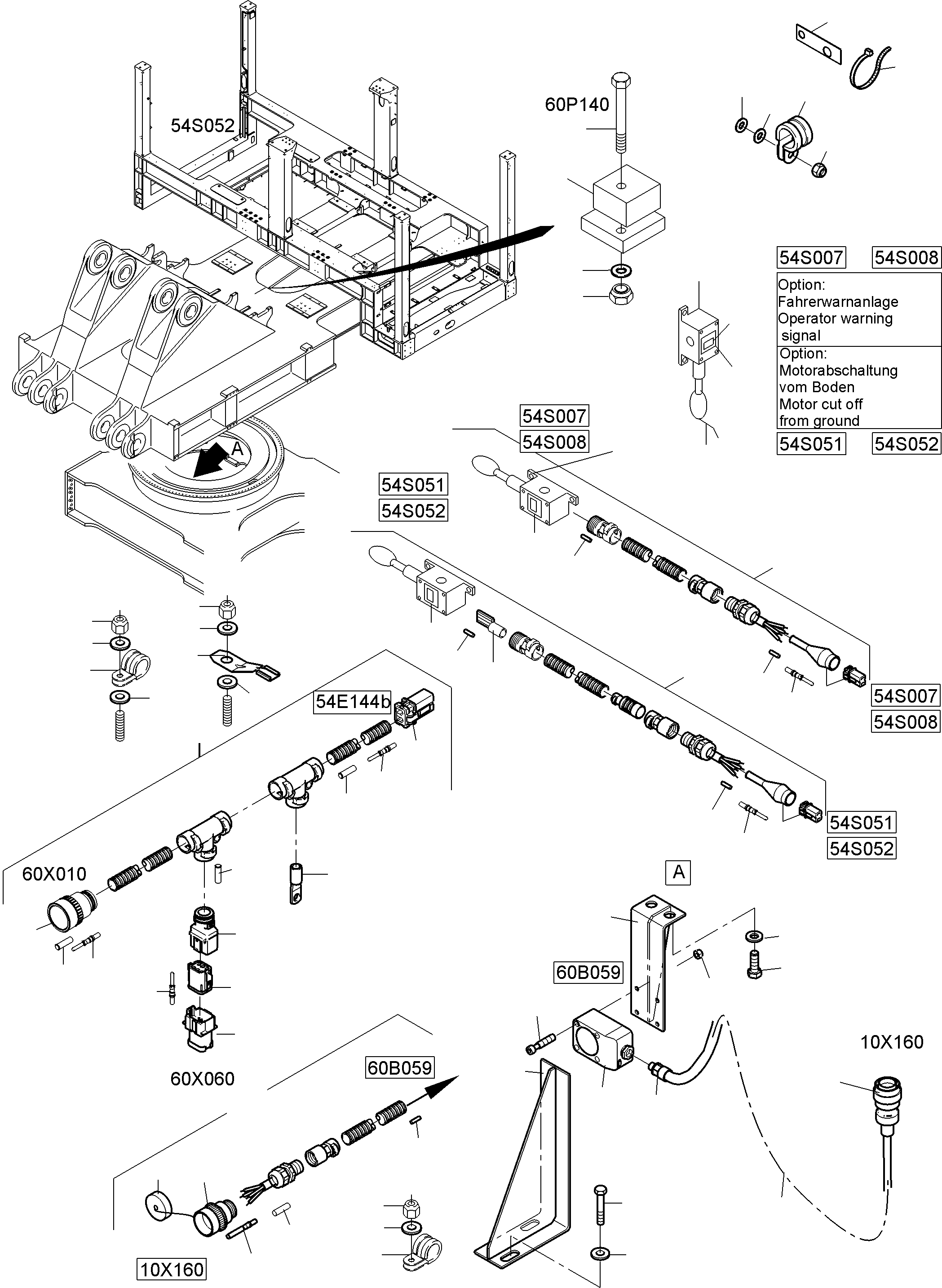 Komatsu parts book diagram for PC4000-6E S/N 08286: MOVEM. SIGNAL / MOTOR SWITCH-OFF / WARNING SYSTEM ASSY./ ROTATION ANGLE