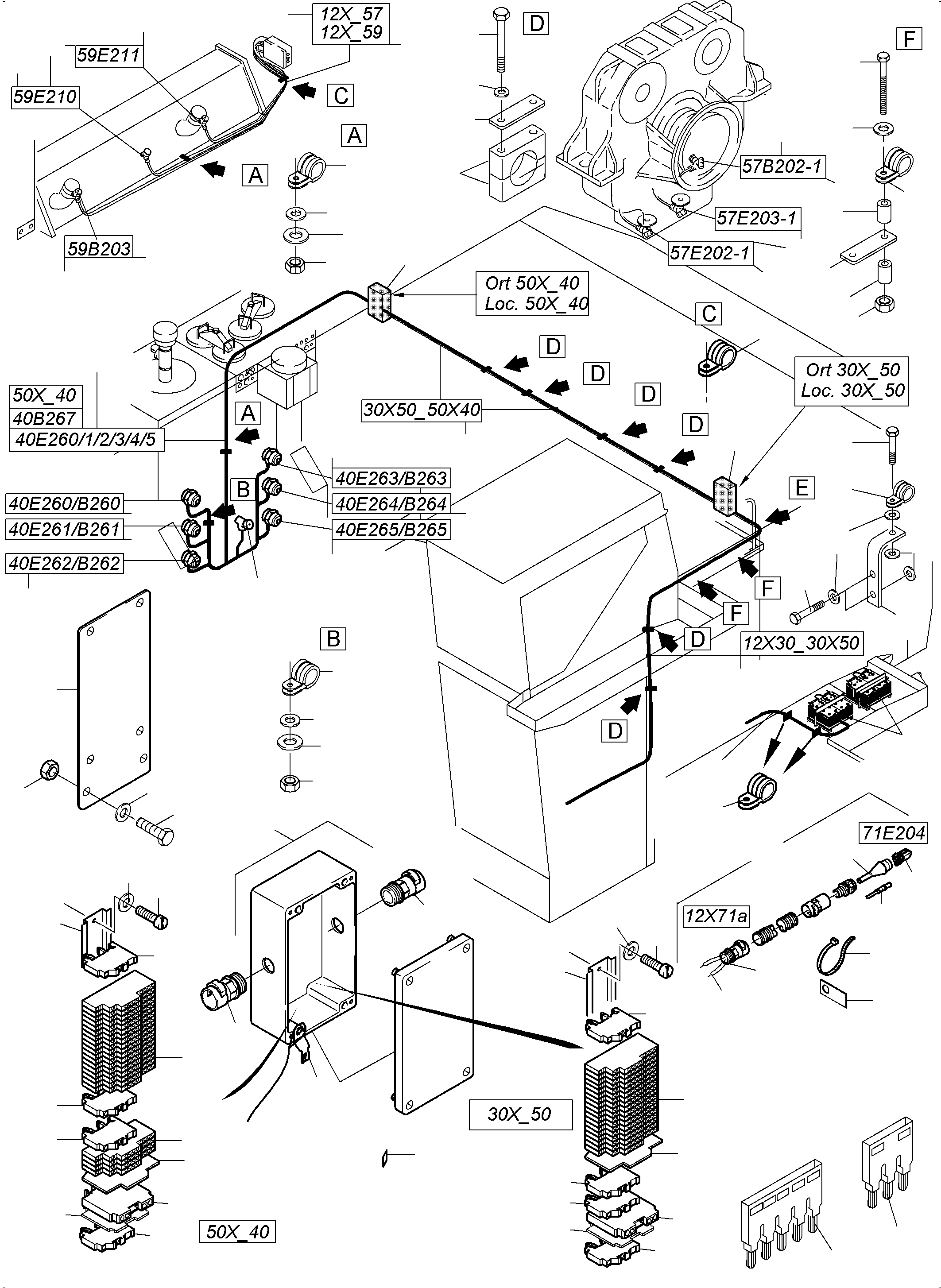 Komatsu parts book diagram for PC4000-6E S/N 08286: CABLES-TEMPERATURE CONDITIONING