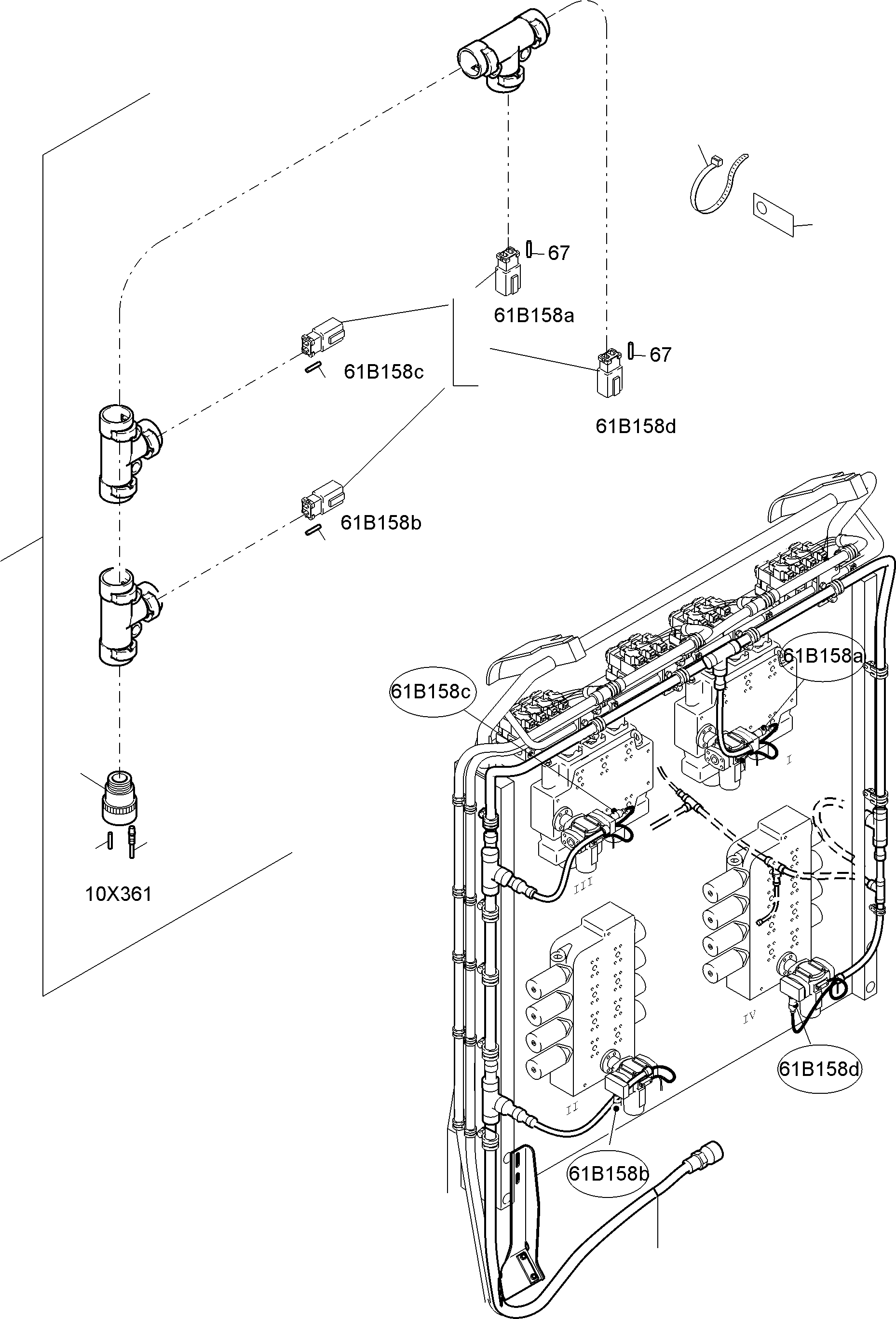 Komatsu parts book diagram for PC4000-6E S/N 08286: CABLES - CONTROL BLOCKS - H.P.-FILTER