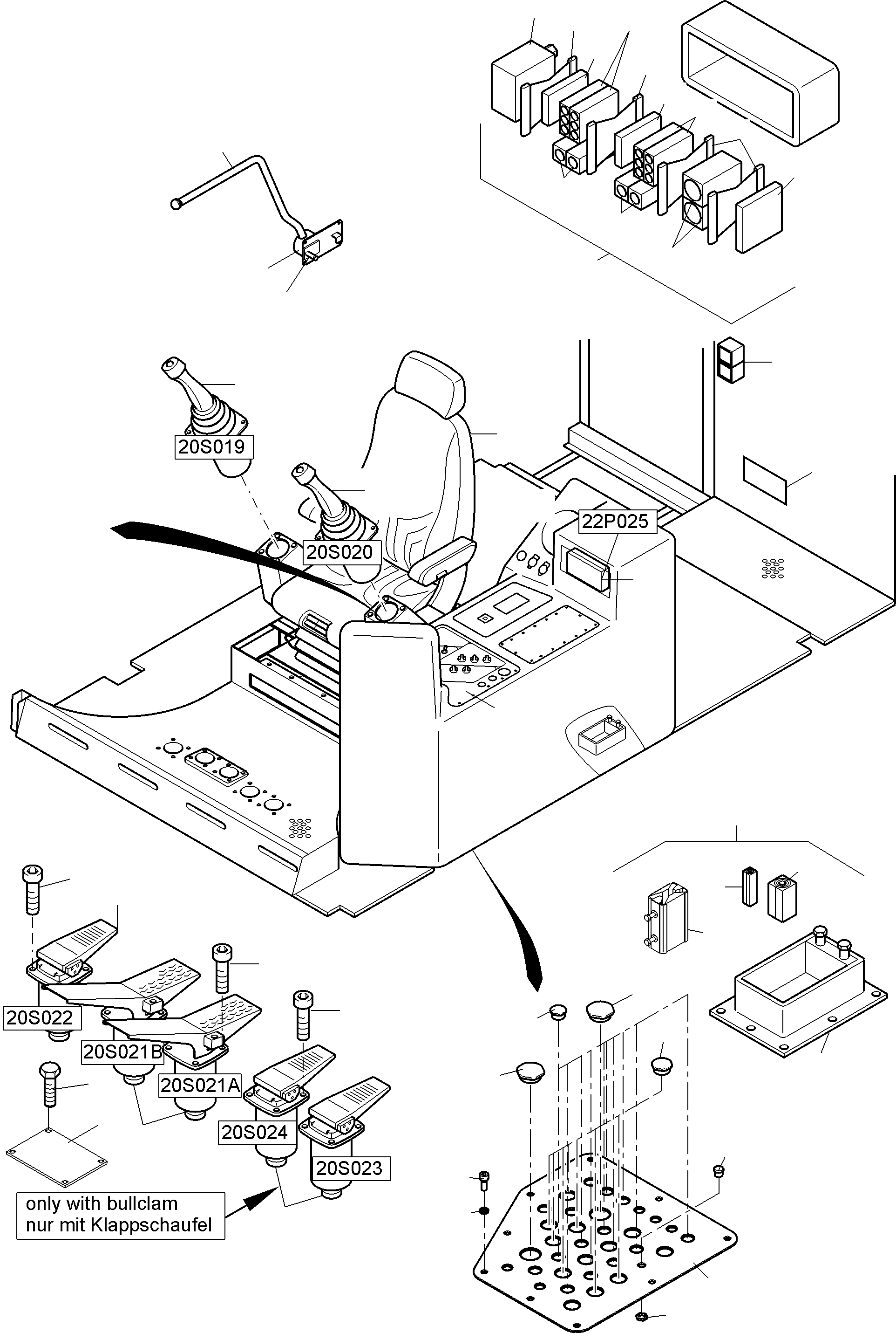Komatsu parts book diagram for PC4000-6E S/N 08286: CABIN - OPERATION ELEMENTS - LOCATION 20