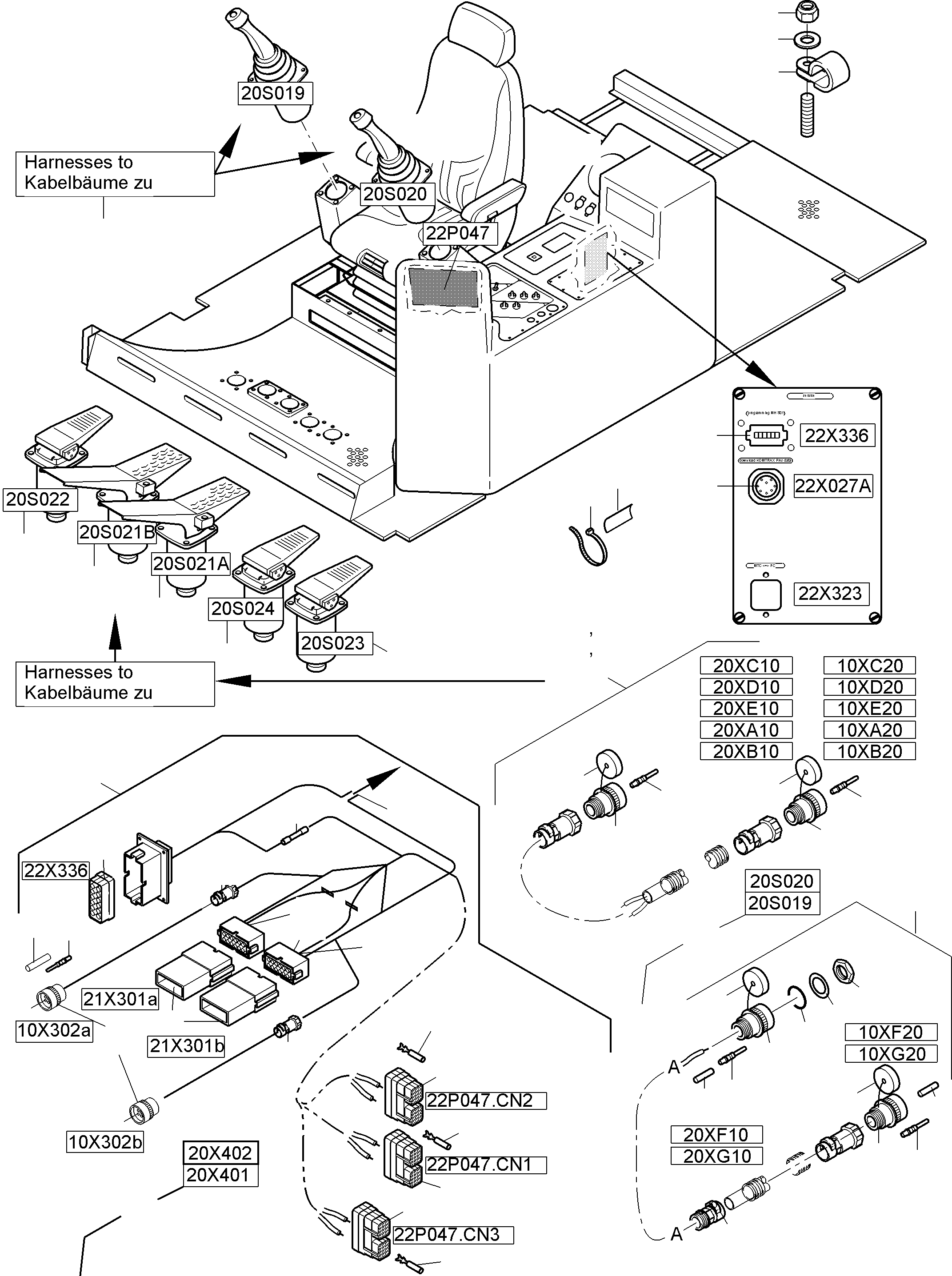 Komatsu parts book diagram for PC4000-6E S/N 08286: CABIN-HARNESSES-ELECTRIC