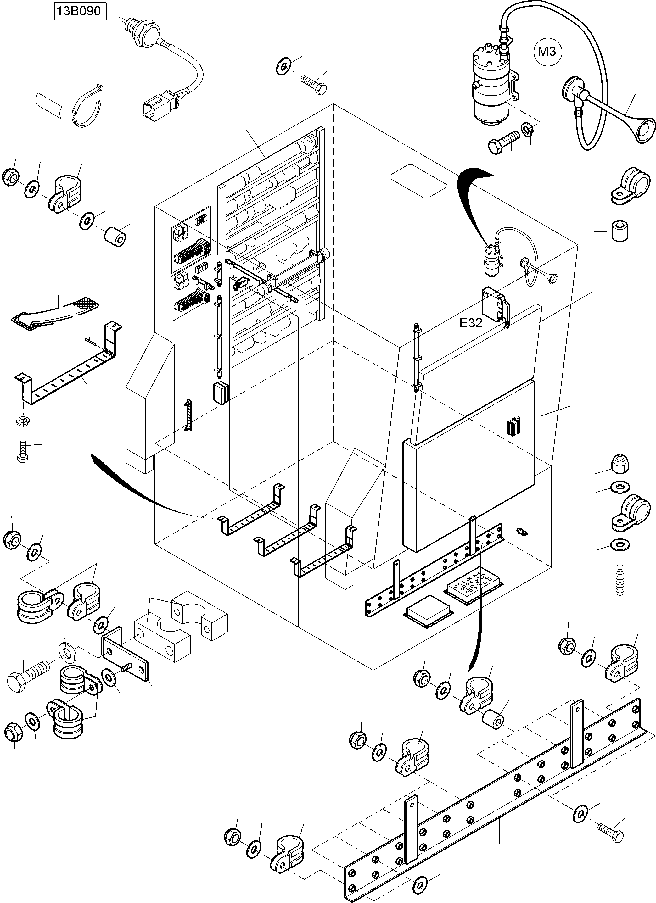 Komatsu parts book diagram for PC4000-6E S/N 08286: ELECTIC - CAB SUPPORT