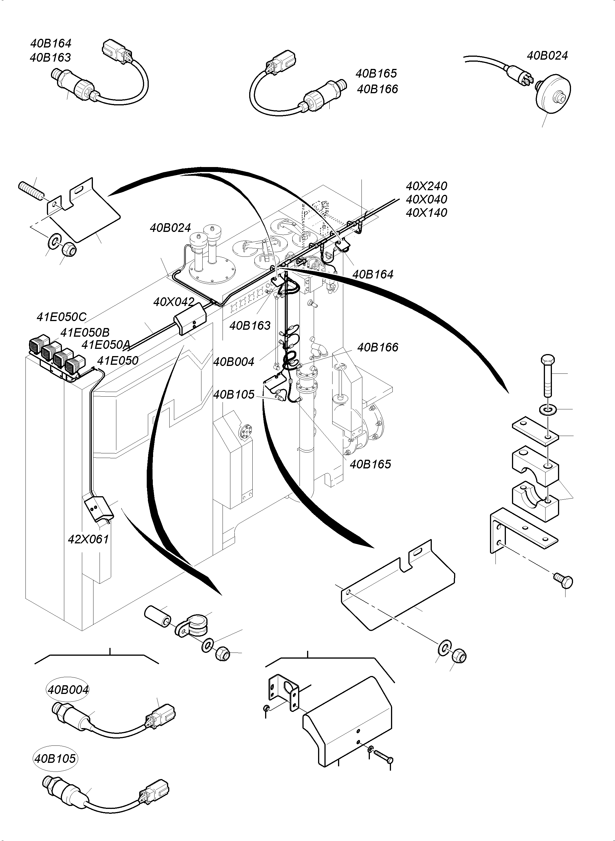 Komatsu parts book diagram for PC4000-6E S/N 08286: CABLES - OIL TANK AND SWITCH - TRANSFUSING PUMP