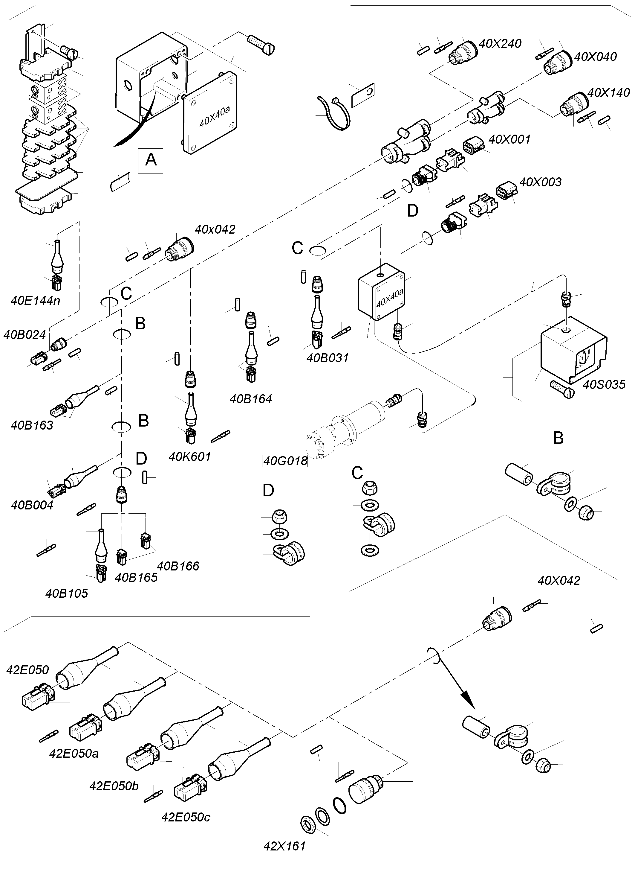 Komatsu parts book diagram for PC4000-6E S/N 08286: CABLES - OIL TANK AND SWITCH - TRANSFUSING PUMP