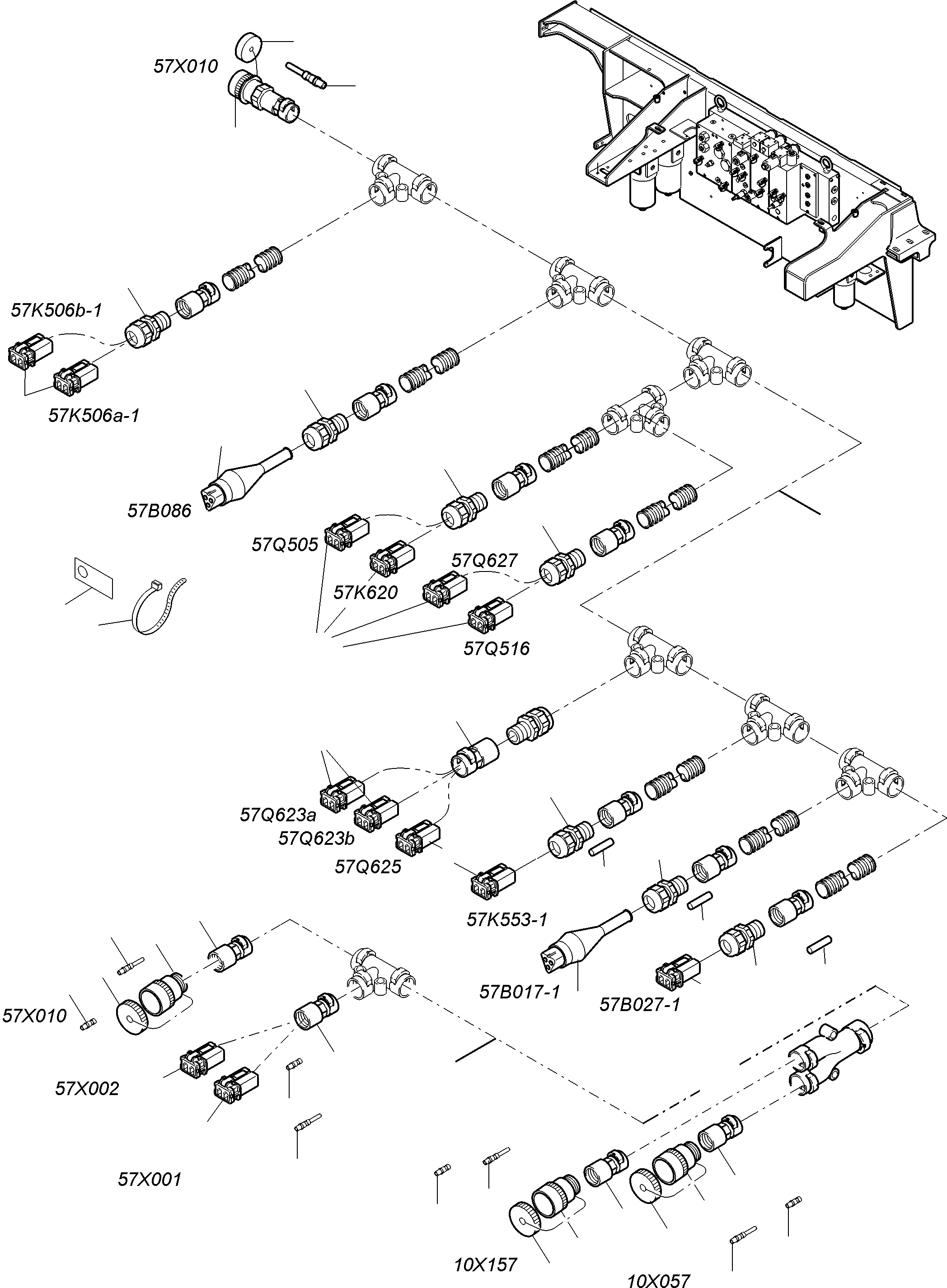 Komatsu parts book diagram for PC4000-6E S/N 08286: CABLES - CONTROL- AND FILTER PLATE
