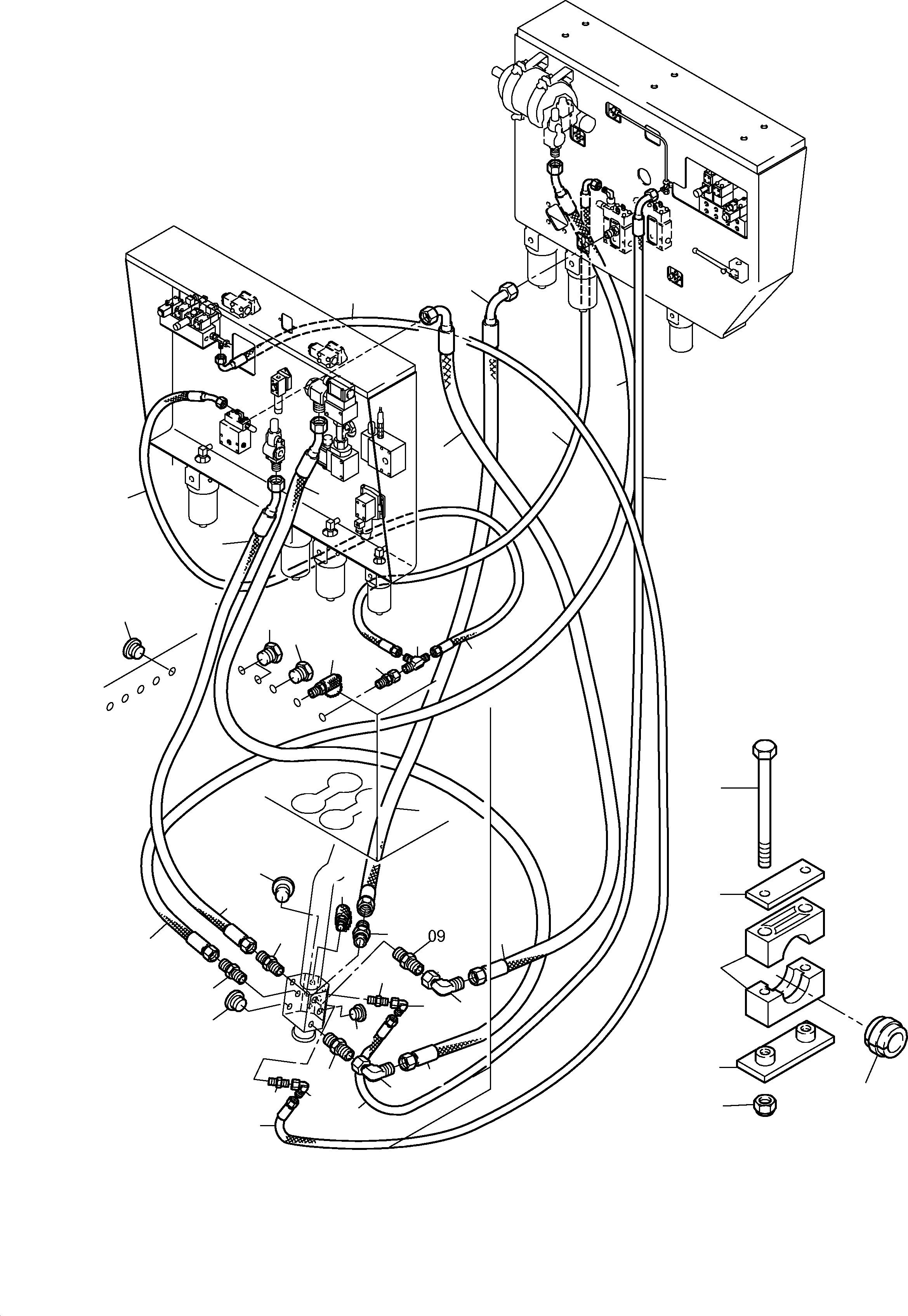 Excavators Mining Komatsu / PC8000-1E S/N 12022(G12022) / Return Lines Control- and Filter Plate 1 and 2(612-1835 : 612-1835)