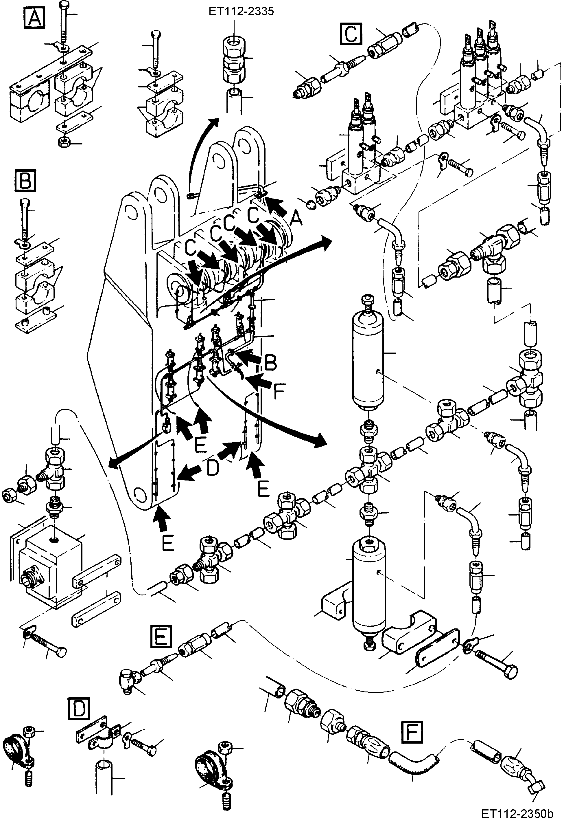 Komatsu parts book diagram for PC8000-1E S/N 12024: STICK - LUBE LINES