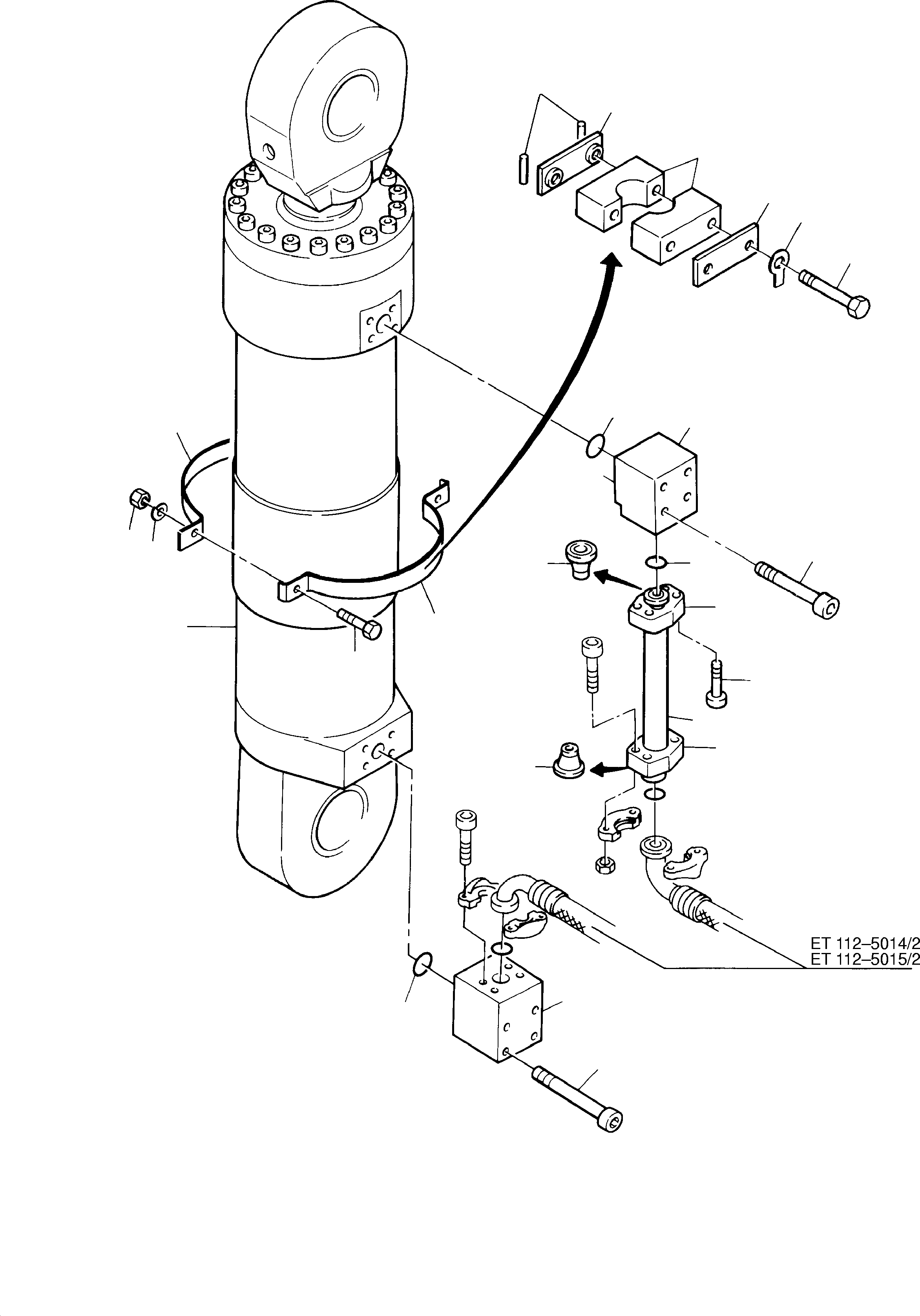 Excavators Mining Komatsu / PC8000-1E S/N 12024(G12024) / Clam Cylinder with Piping, R.H. and L.H.(112-5037 : 112-5037)