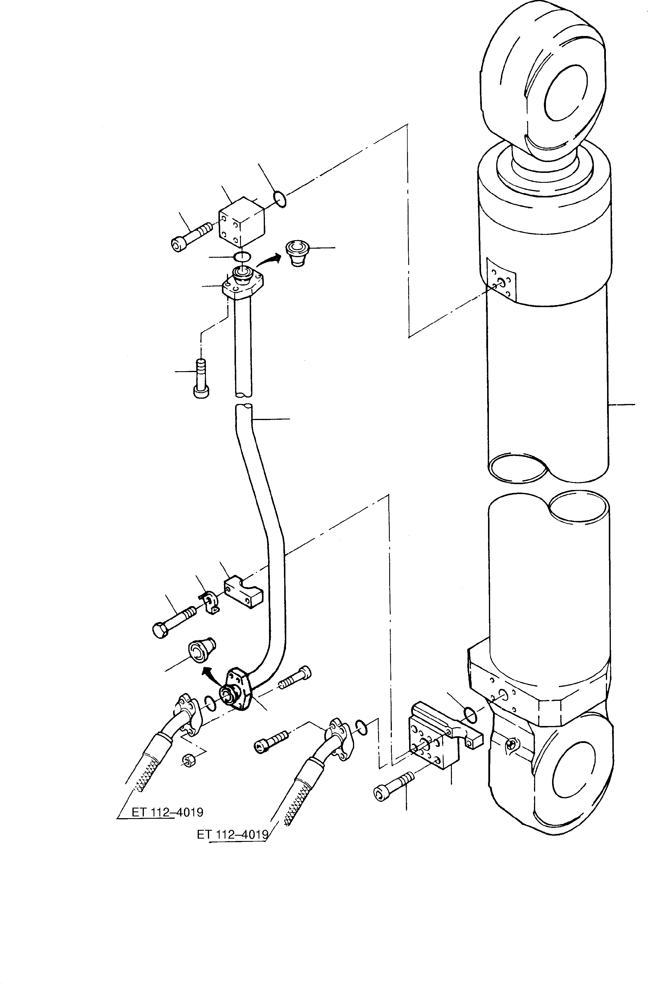 Excavators Mining Komatsu / PC8000-1E S/N 12024(G12024) / Stick Cylinder with PIping, R.H.(112-4138 : 112-4138)