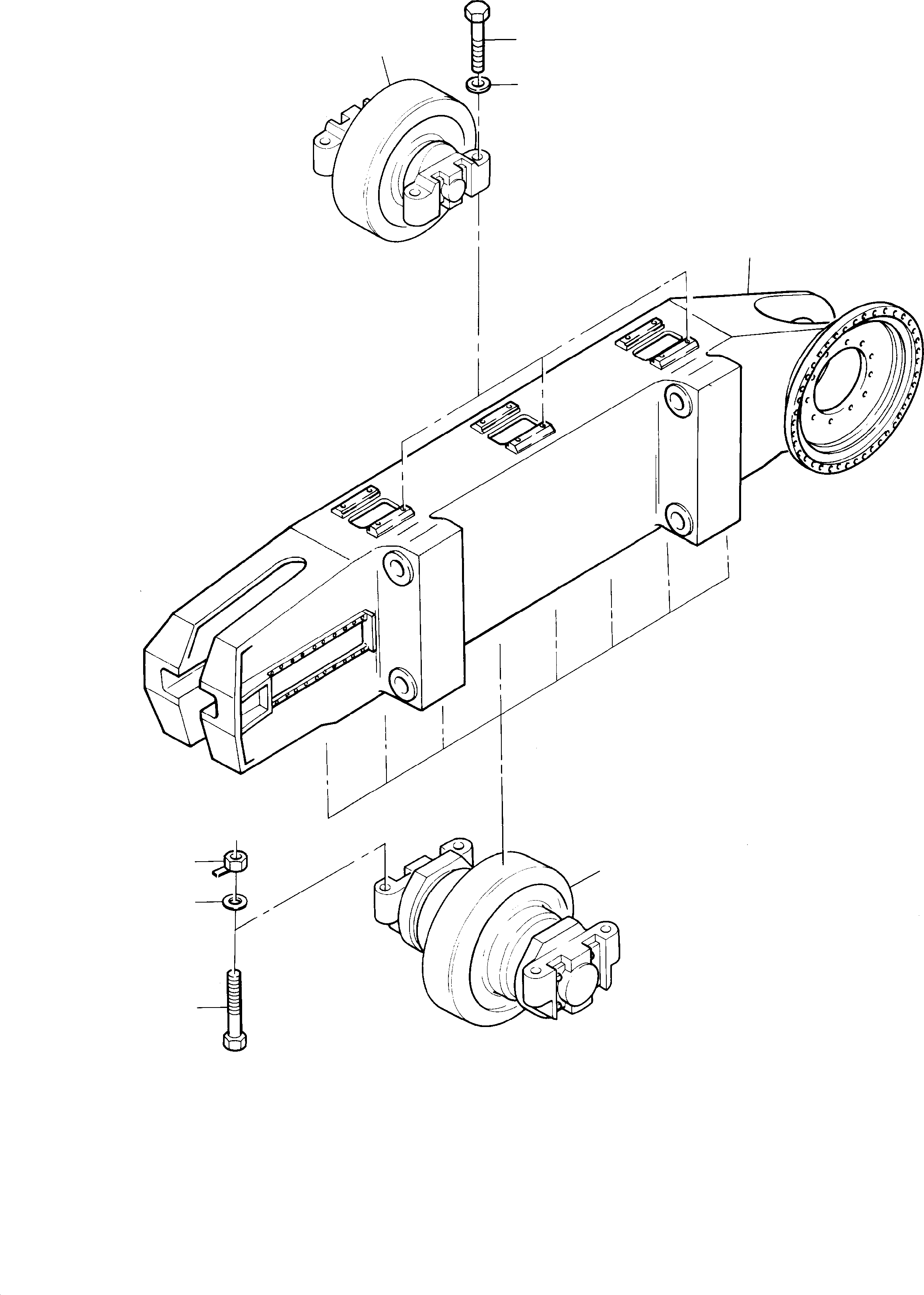 Komatsu parts book diagram for PC8000-1E S/N 12024: TRACK FRAME, BOTTOM,-AND TOP ROLLER