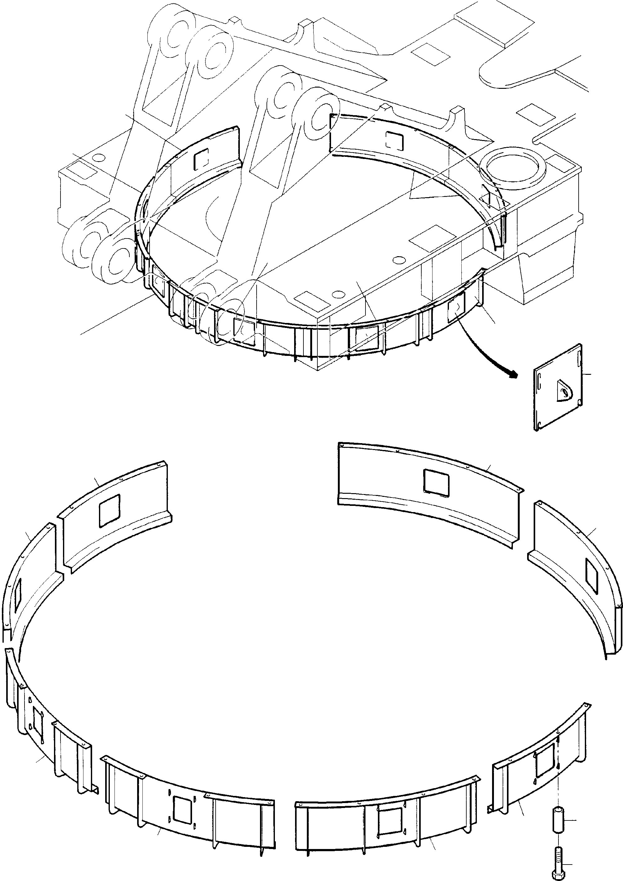 Komatsu parts book diagram for PC8000-1E S/N 12024: SLEW RING PROTECTION