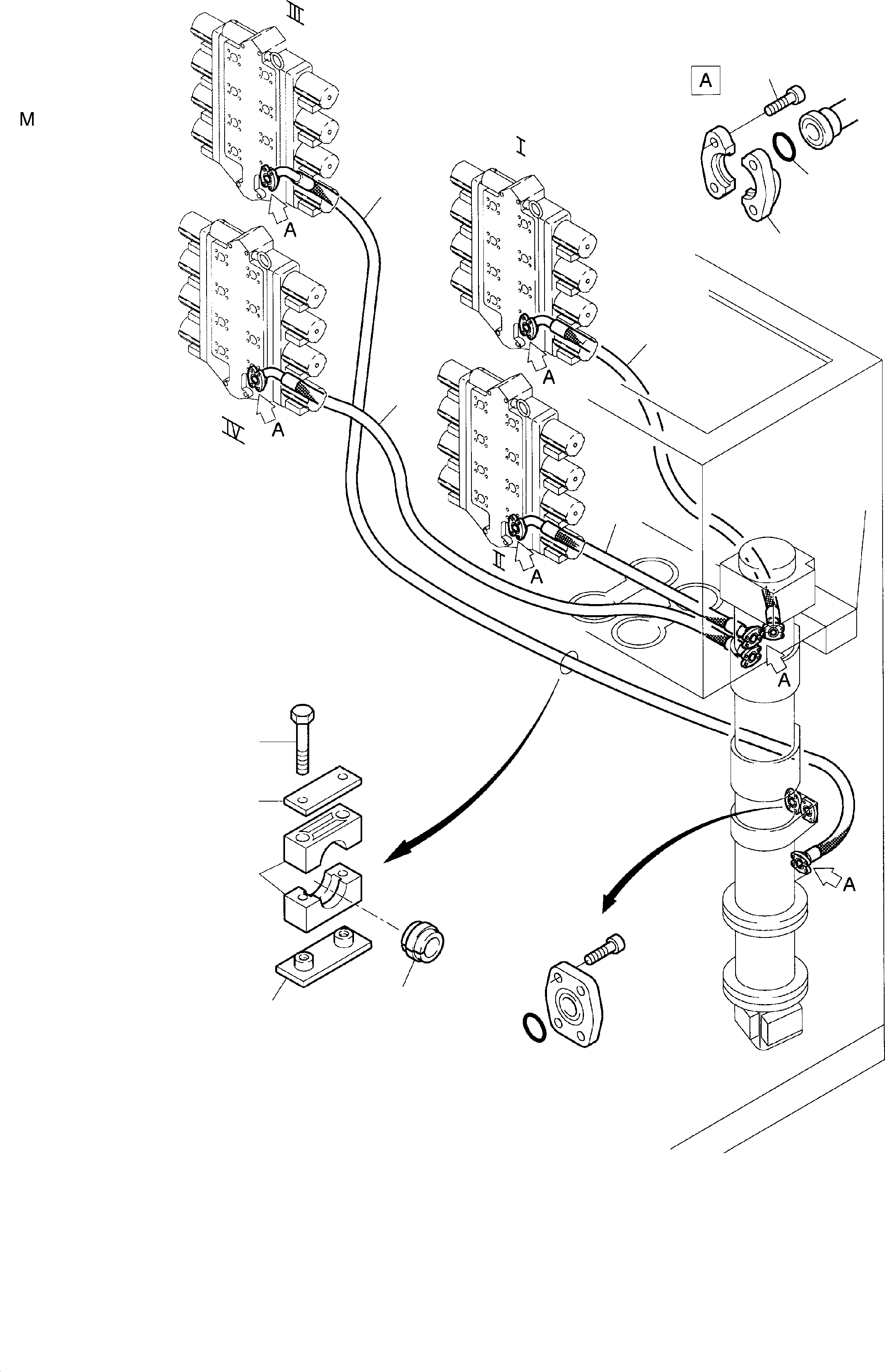 Komatsu parts book diagram for PC8000-1E S/N 12024: CONTROL BLOCKS - RETURN LINES