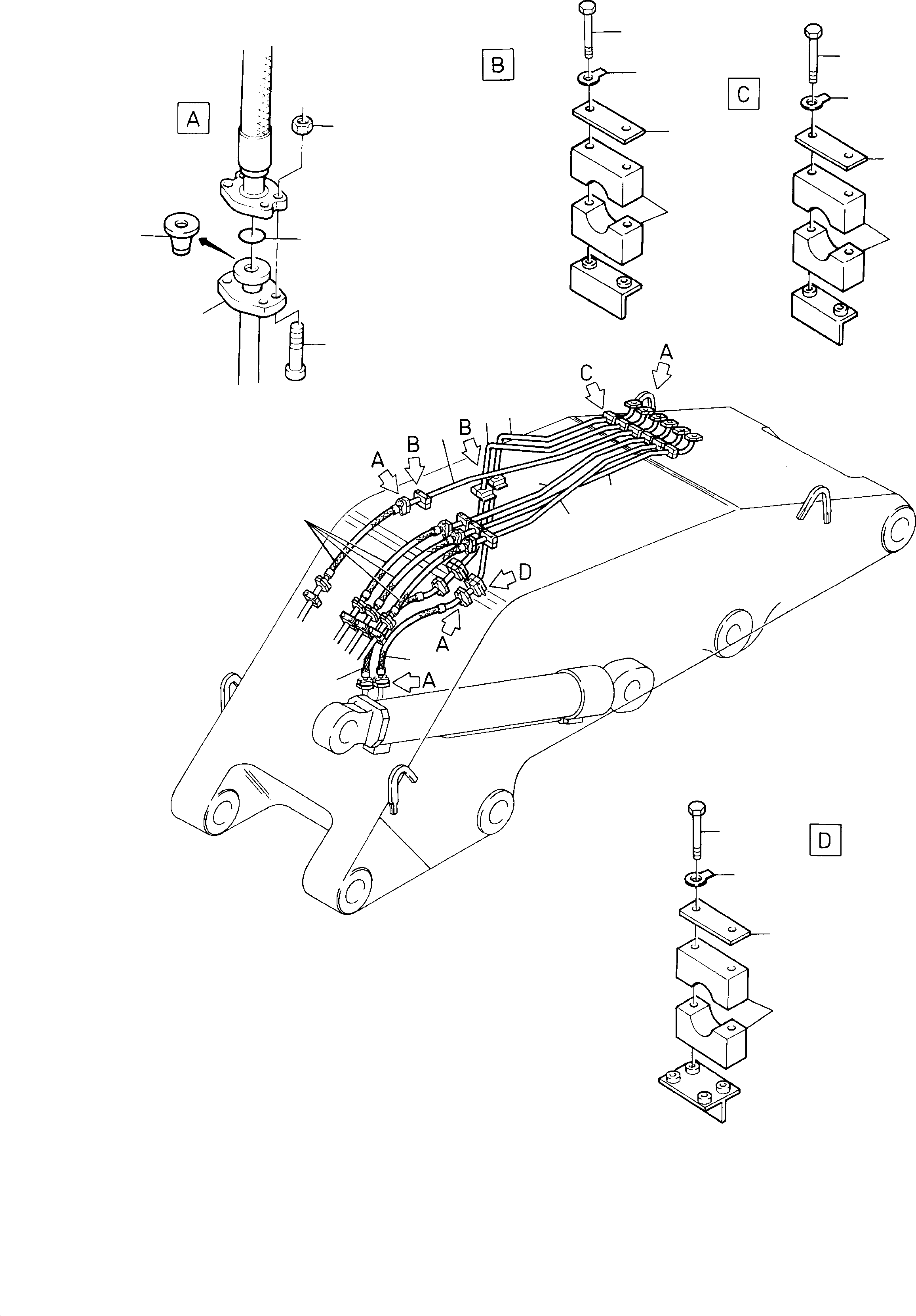 Komatsu parts book diagram for PC8000-1E S/N 12024: BULLCLAM BUCKET BOOM 7.6 M