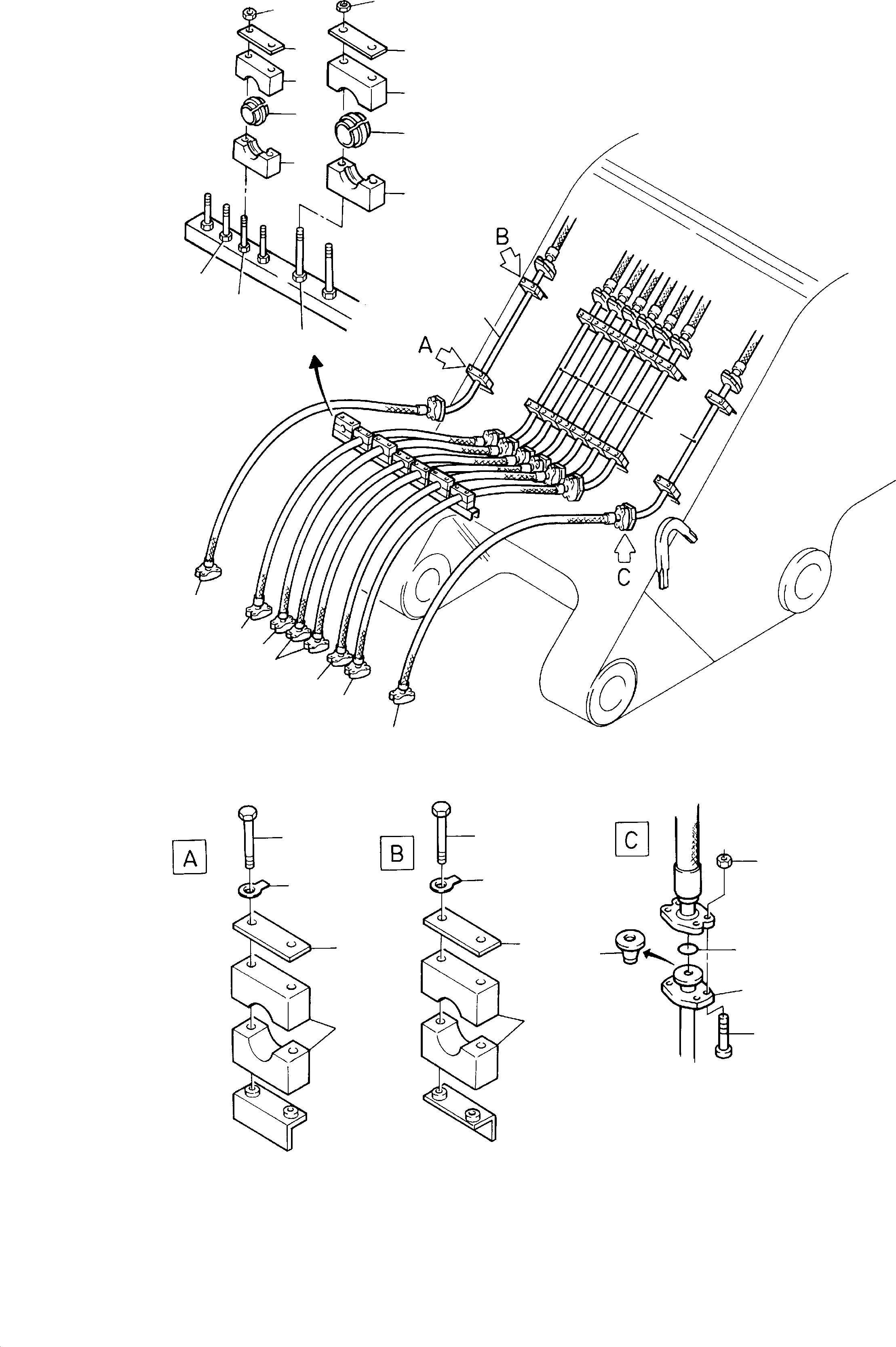 Komatsu parts book diagram for PC8000-1E S/N 12024: BULLCLAM BUCKET BOOM 7.6 M