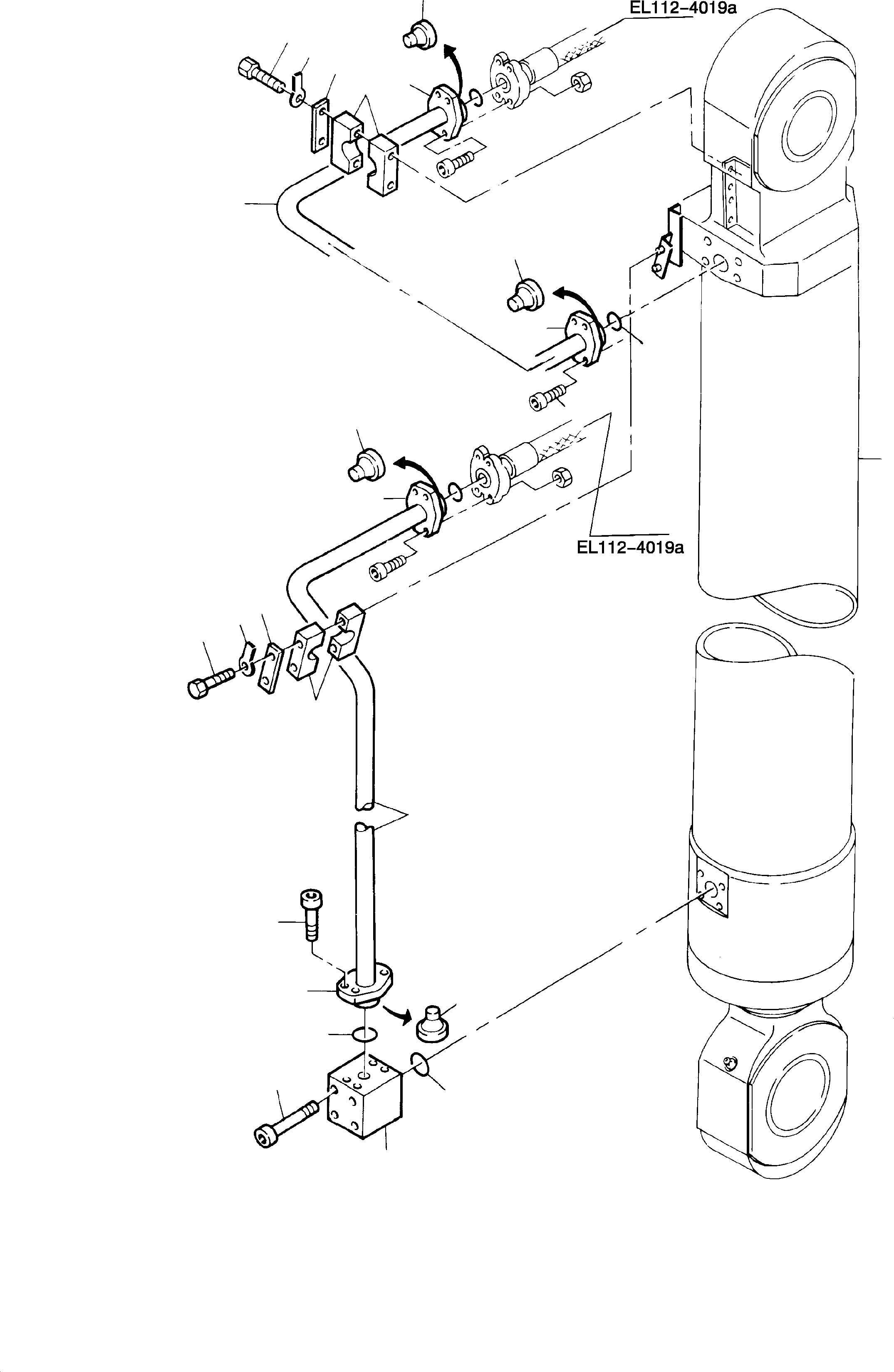 Excavators Mining Komatsu / PC8000-1E S/N 12024(G12024) / Boom Cylinder with Piping, R.H.(112-4039a : 112-4039a)