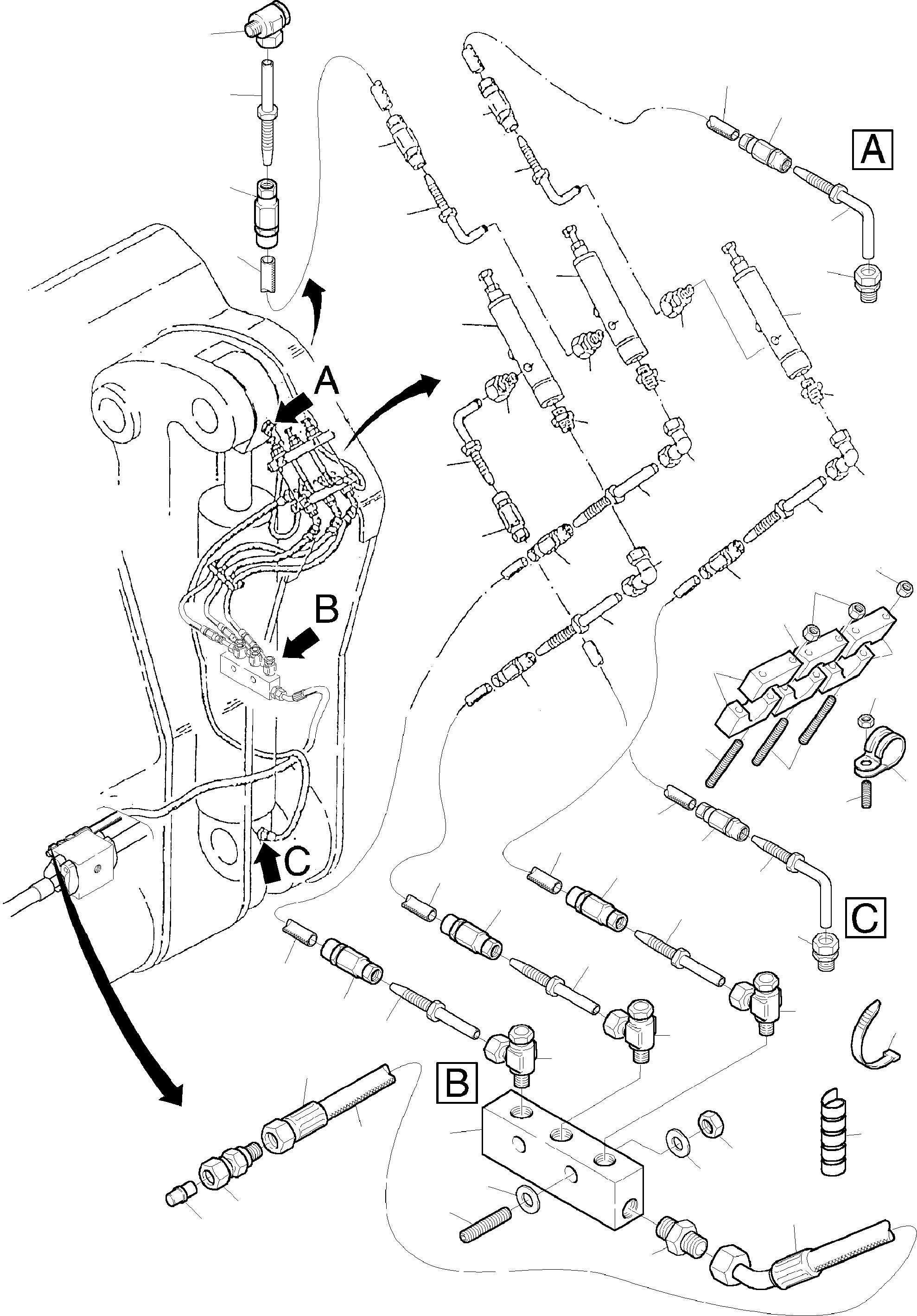 Komatsu parts book diagram for PC8000-1E S/N 12024: CENTRAL LUBRICATION - BULLCLAM, STANDARD