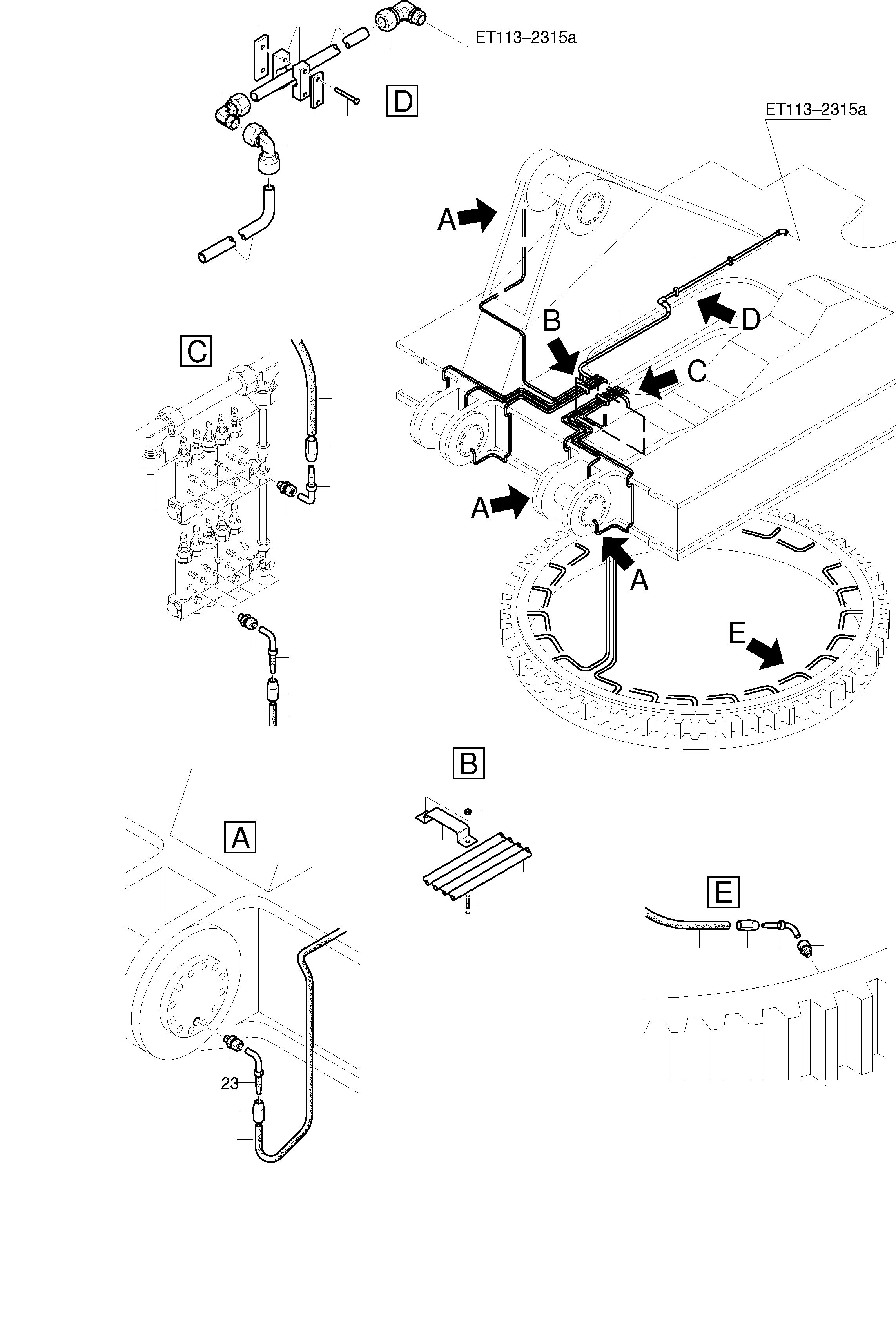 Komatsu parts book diagram for PC8000-1E S/N 12024: INSTALLATION - METERINGVALVES