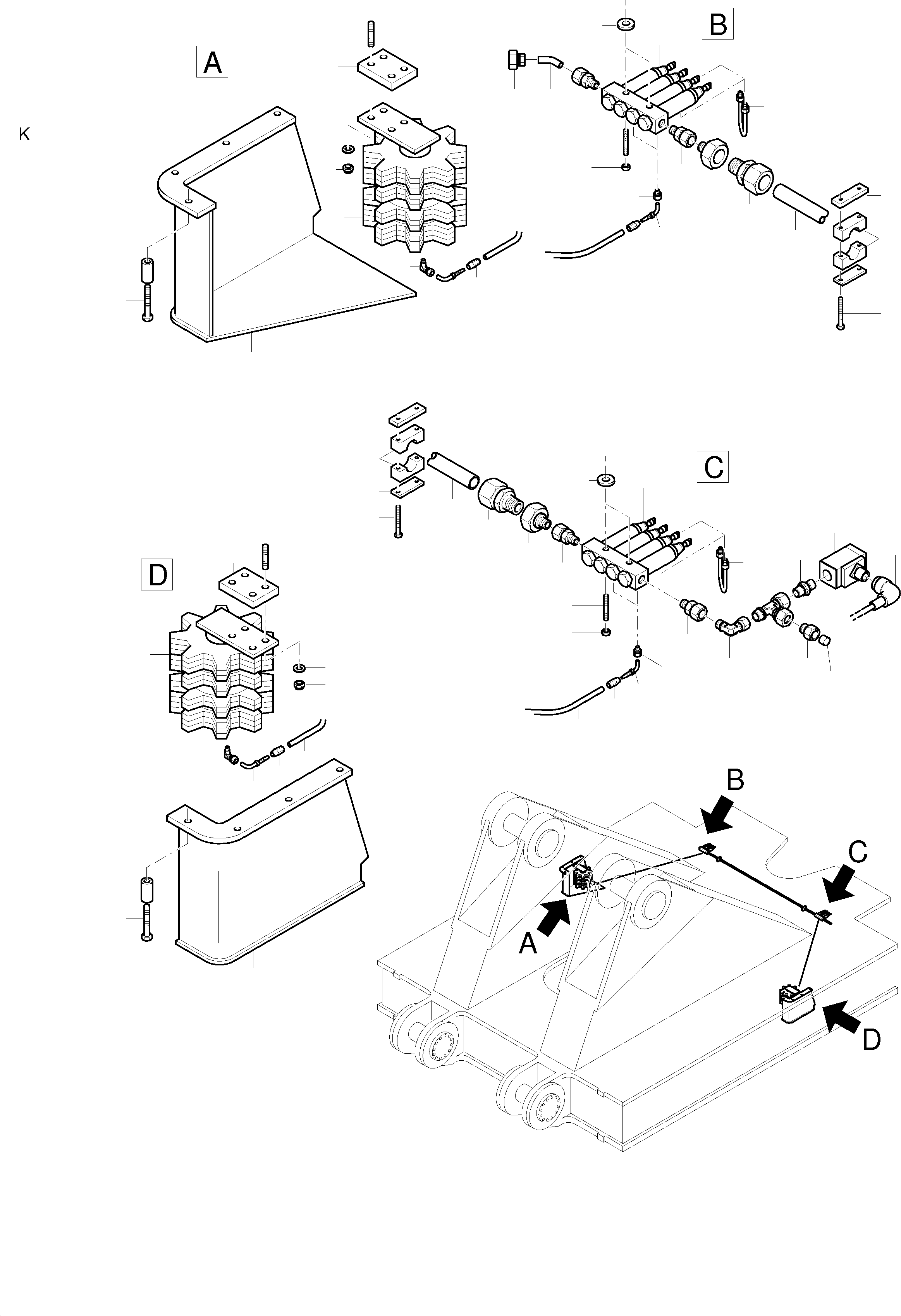 Komatsu parts book diagram for PC8000-1E S/N 12024: PINION LUBE LINES