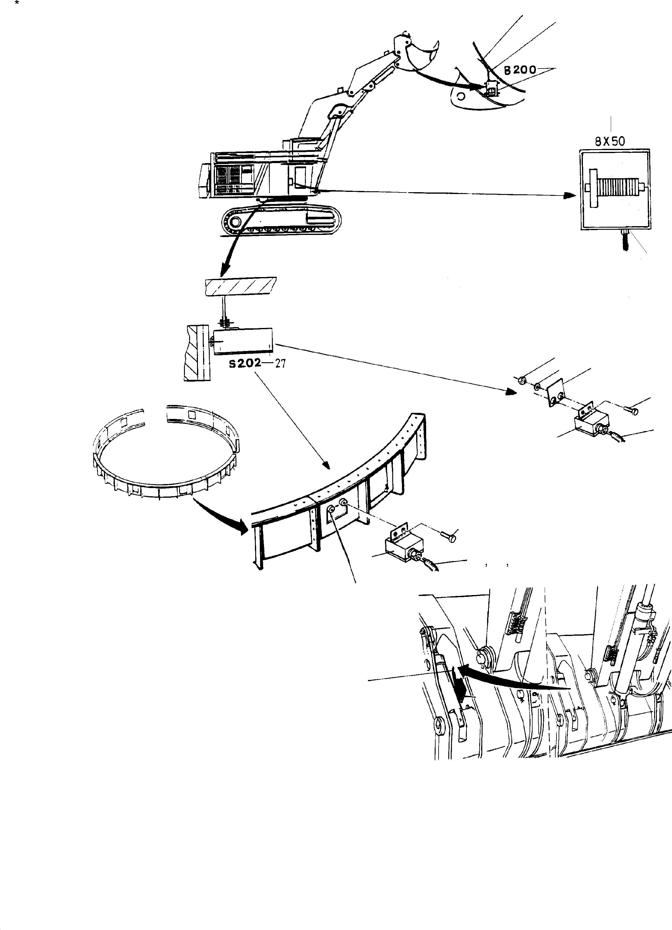 Komatsu parts book diagram for PC8000-1E S/N 12024: ELECTRONIC BUCKET POSITION LIMITATION