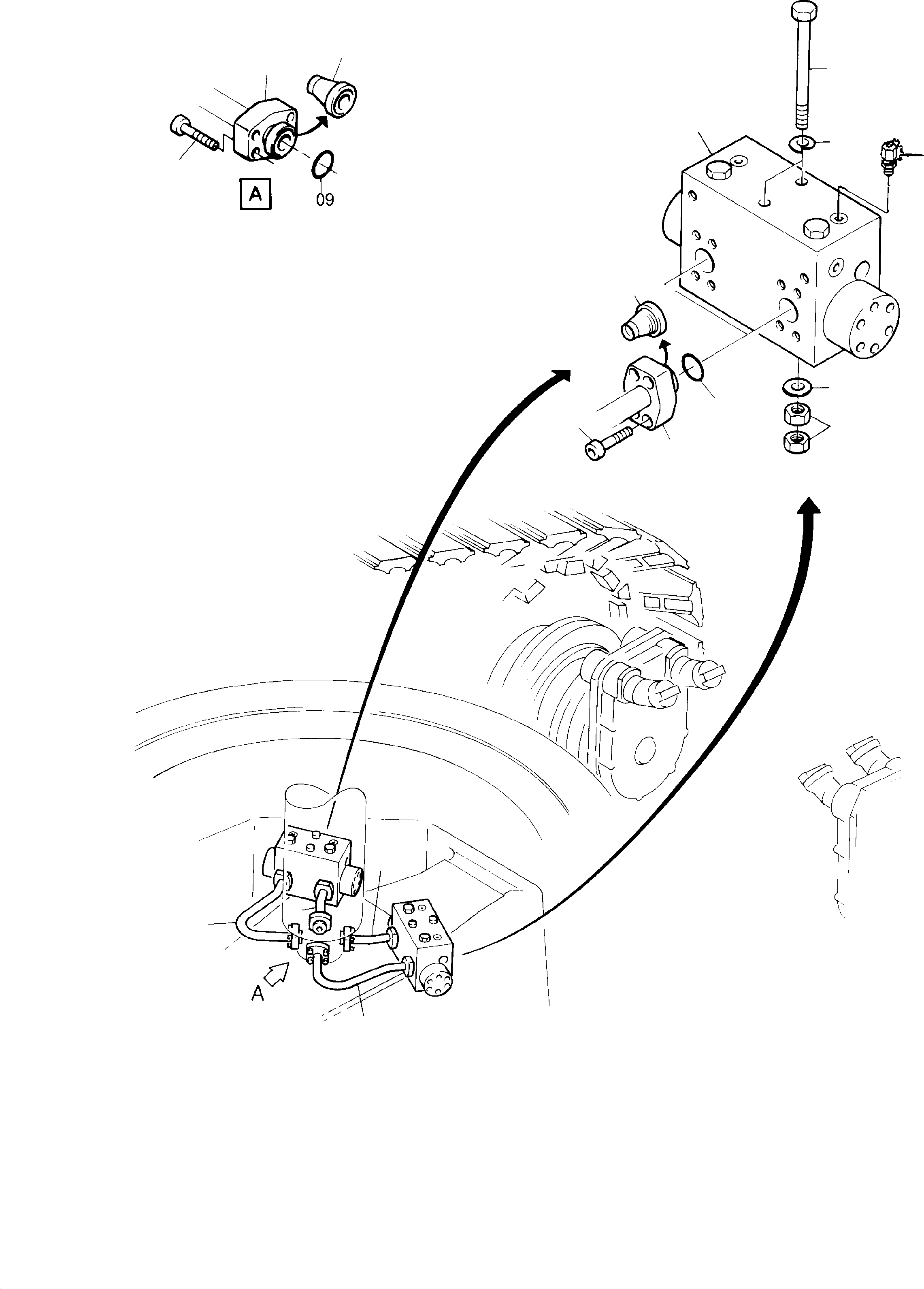 Komatsu parts book diagram for PC8000-1E S/N 12024: PRESSURE LINES, ROTARYJOINT - DRIVE MOTOR