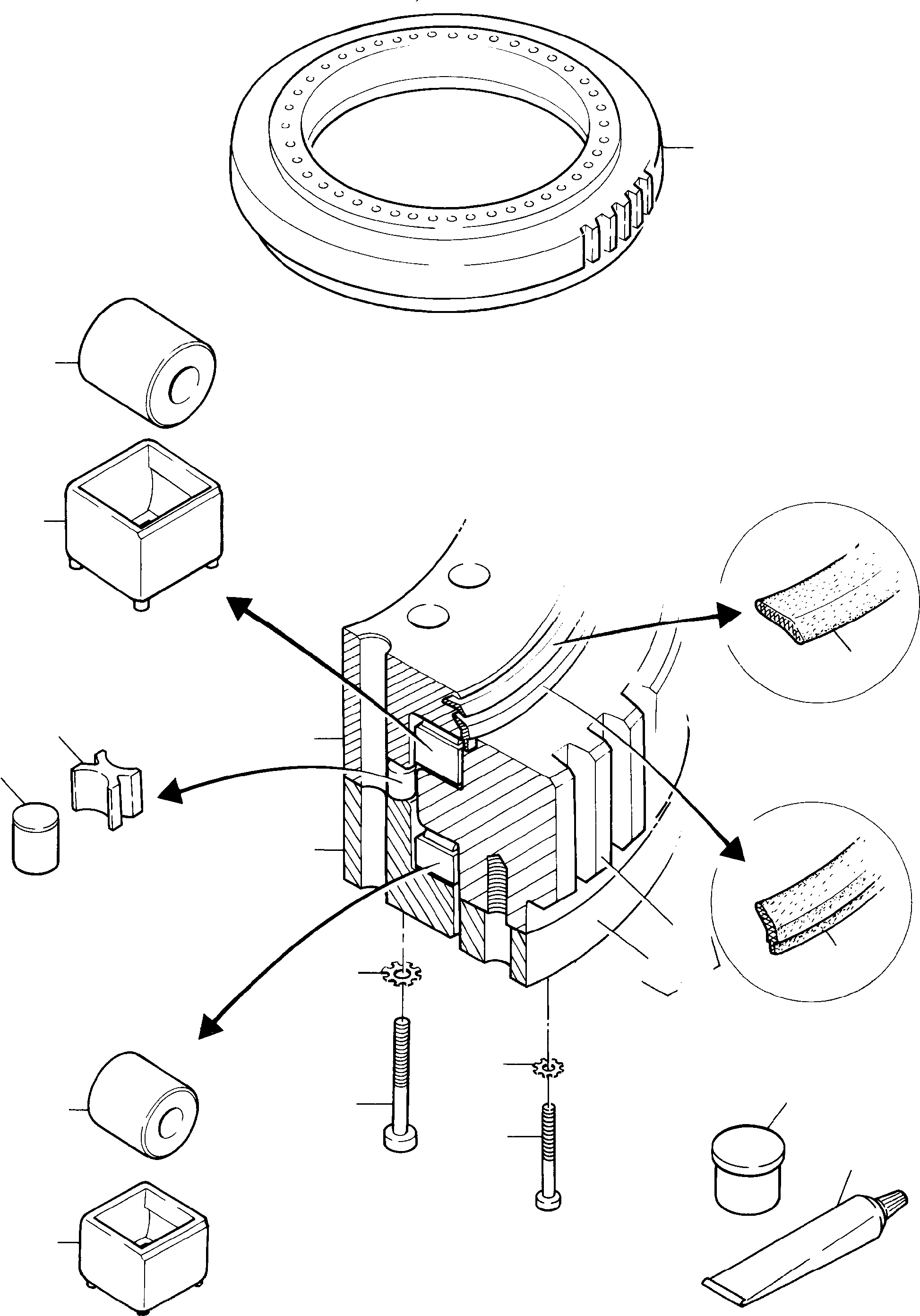 Komatsu parts book diagram for PC8000-1E S/N 12024: SLEW RING