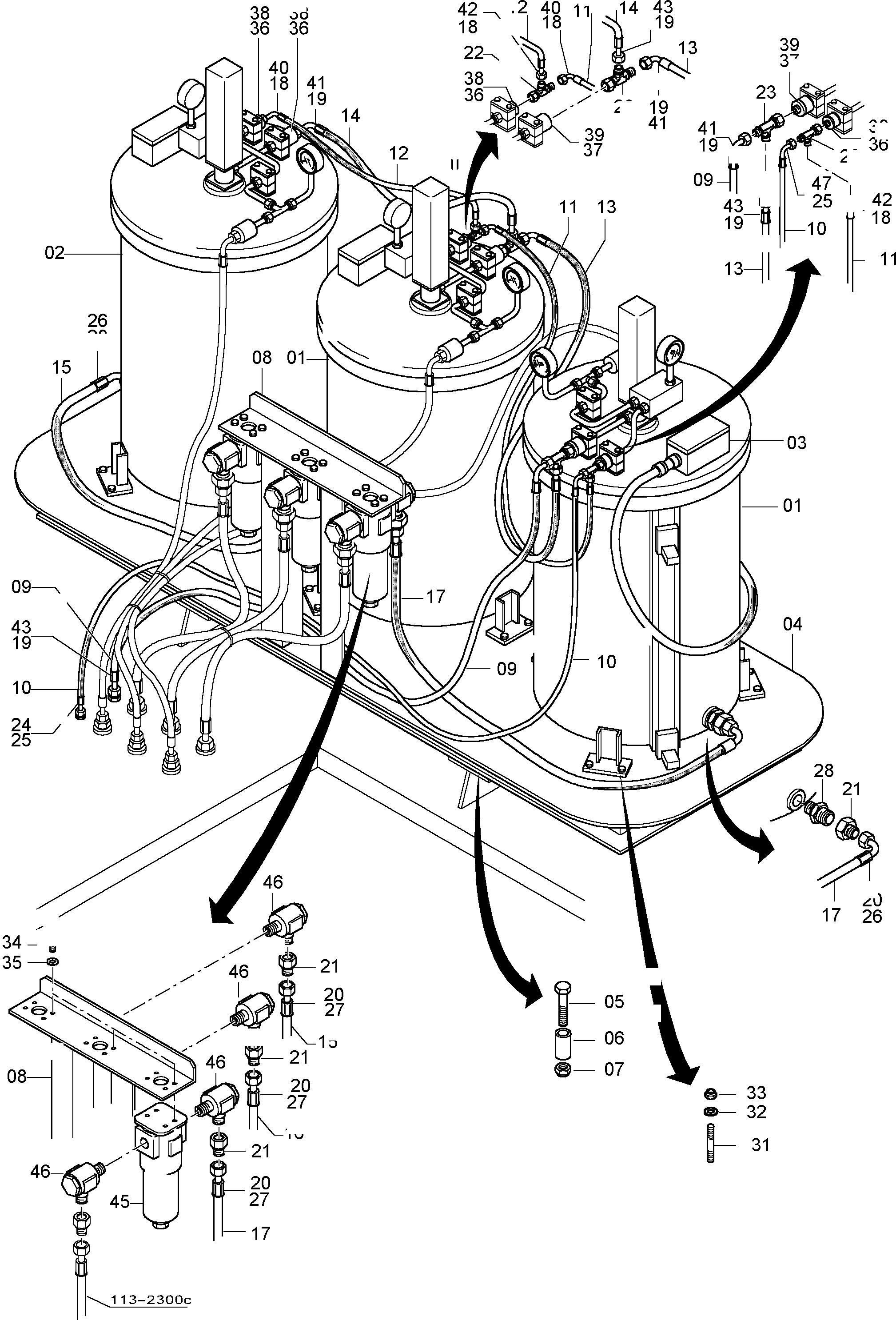 Komatsu parts book diagram for PC8000-1E S/N 12024: LUBE STATION ARR.
