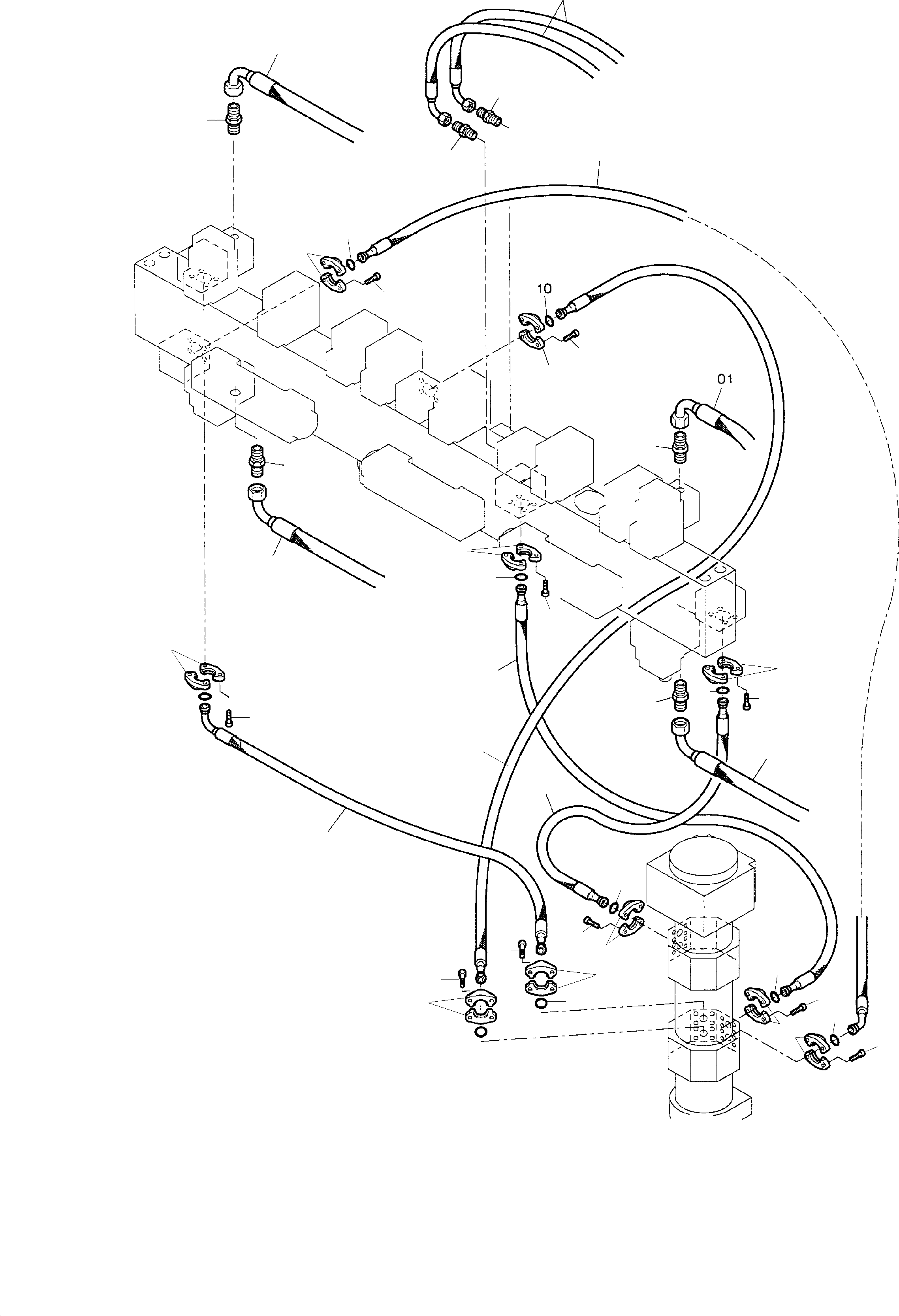 Komatsu parts book diagram for PC8000-1E S/N 12024: PIPING - MANIFOLD (PART 2)