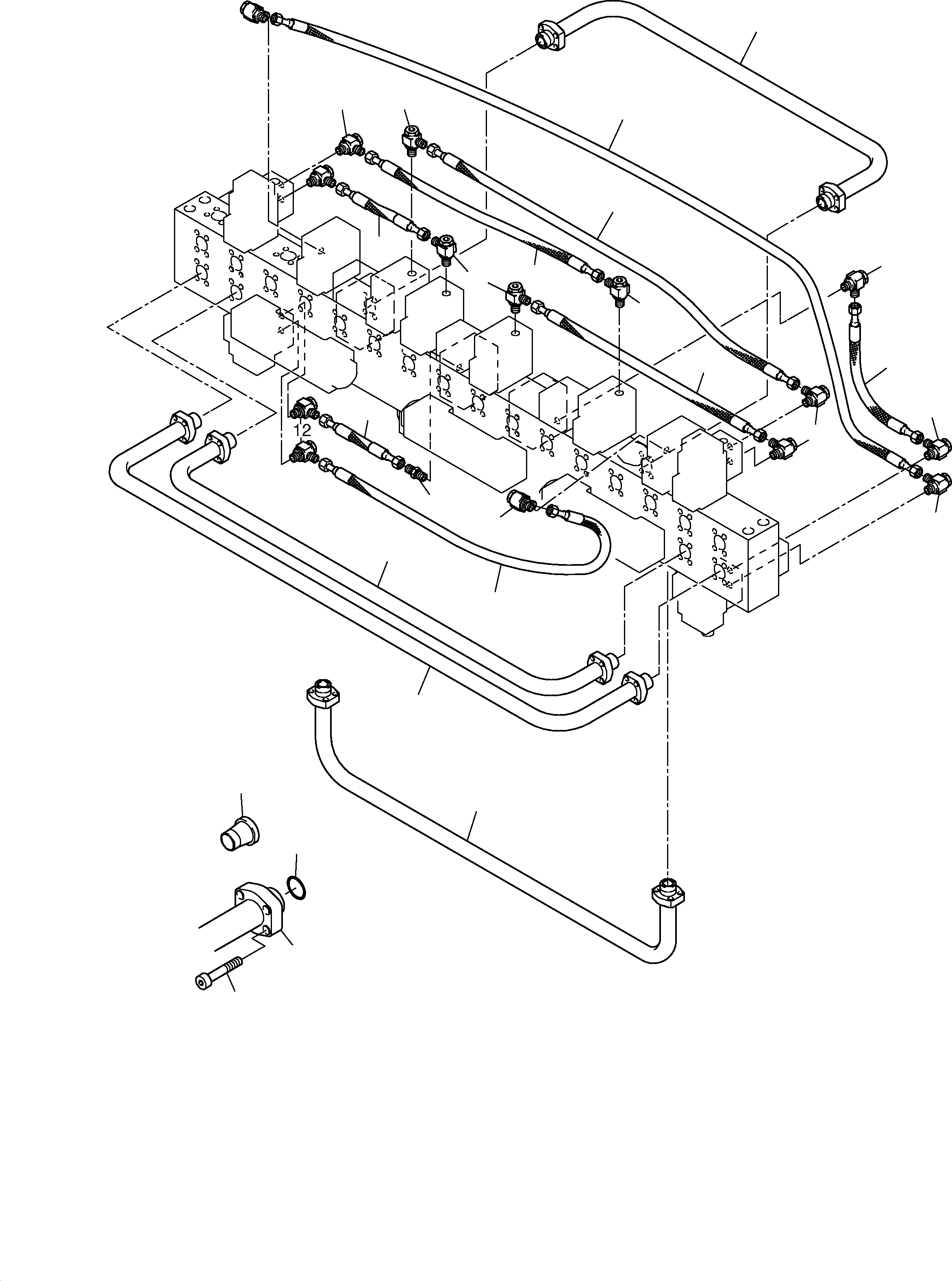 Komatsu parts book diagram for PC8000-1E S/N 12024: PIPING - MANIFOLD (PART 1)