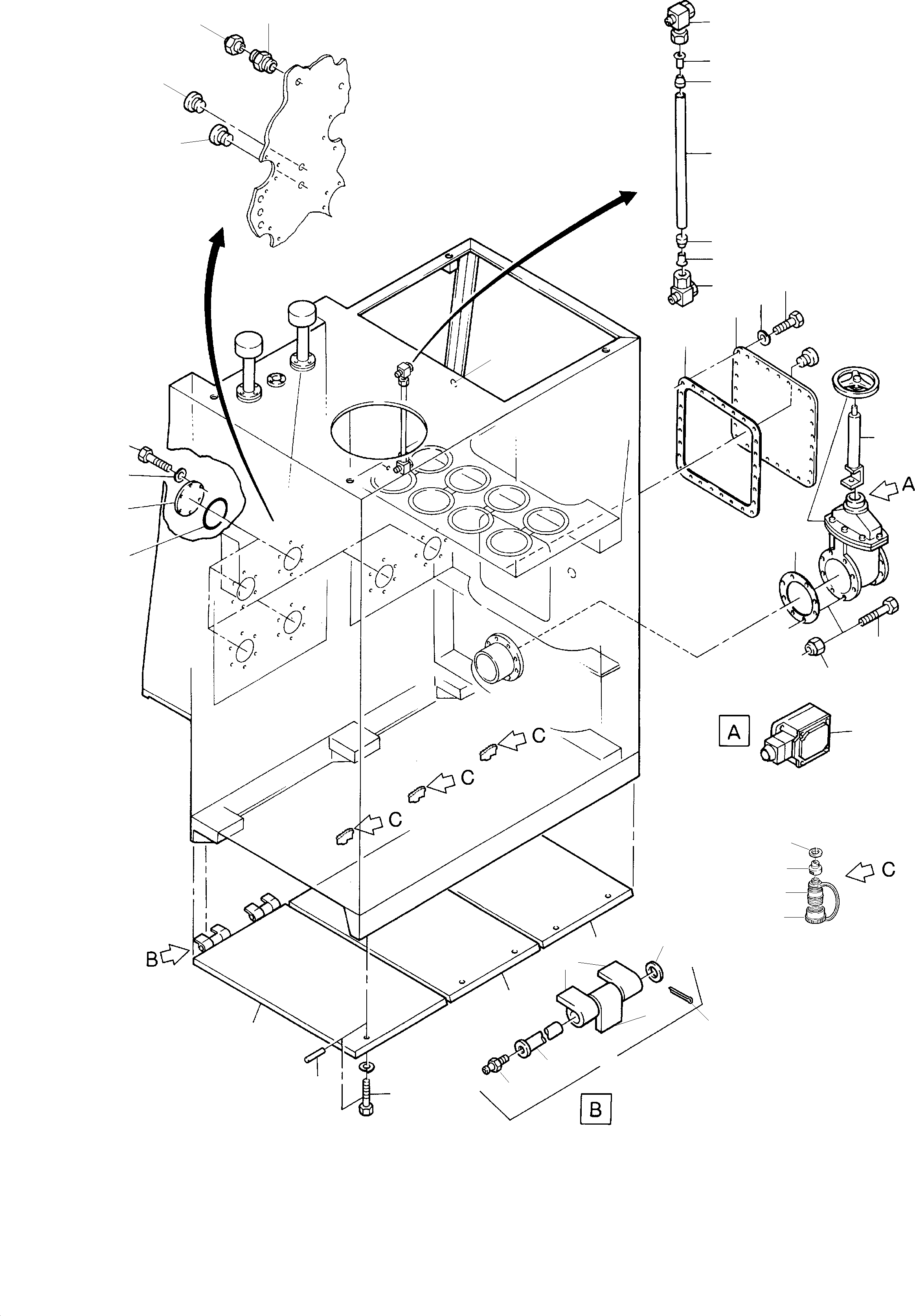 Komatsu parts book diagram for PC8000-1E S/N 12024: MAIN OIL TANK