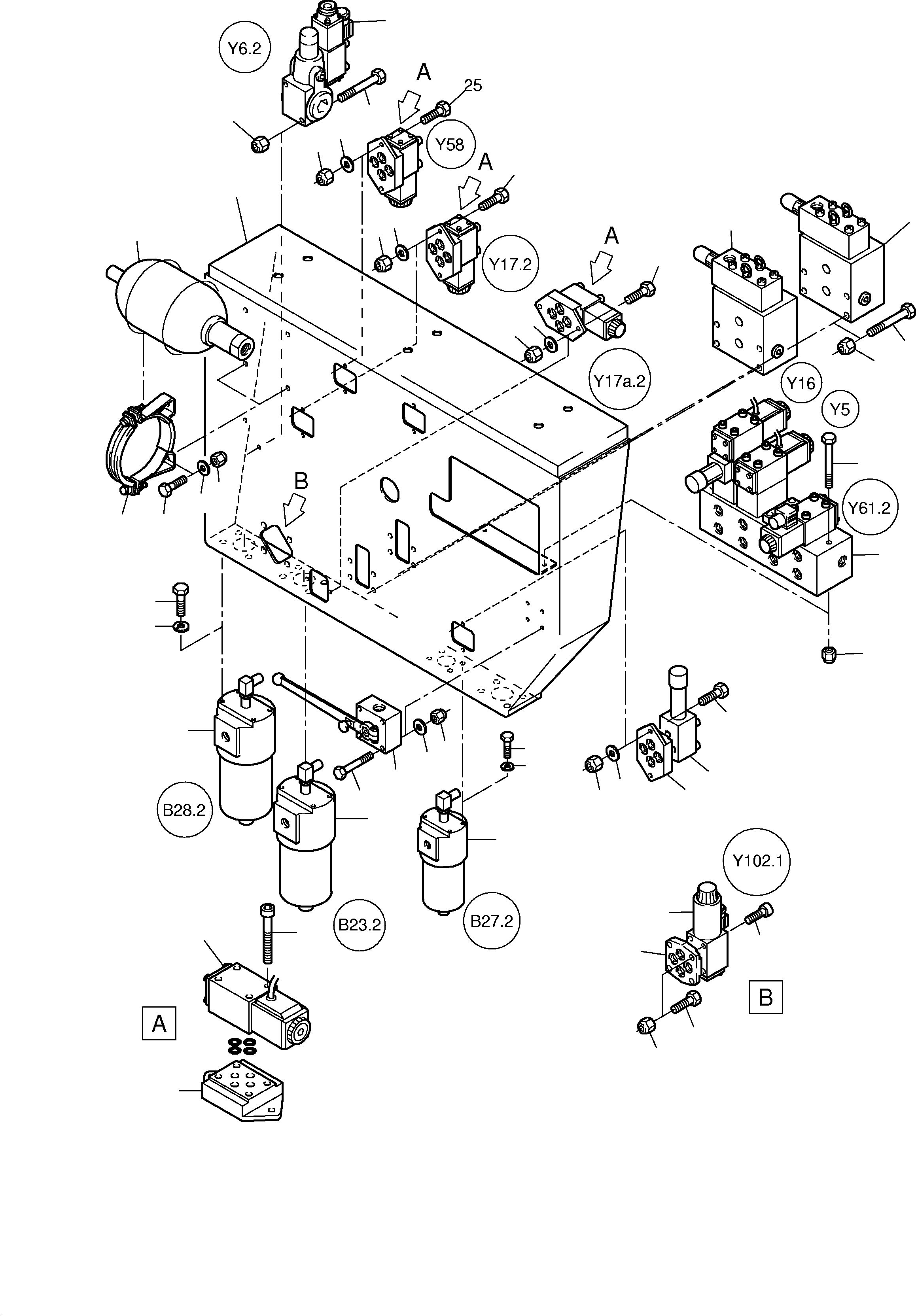 Komatsu parts book diagram for PC8000-1E S/N 12024: CONTROL AND FILTER PLATE, REAR