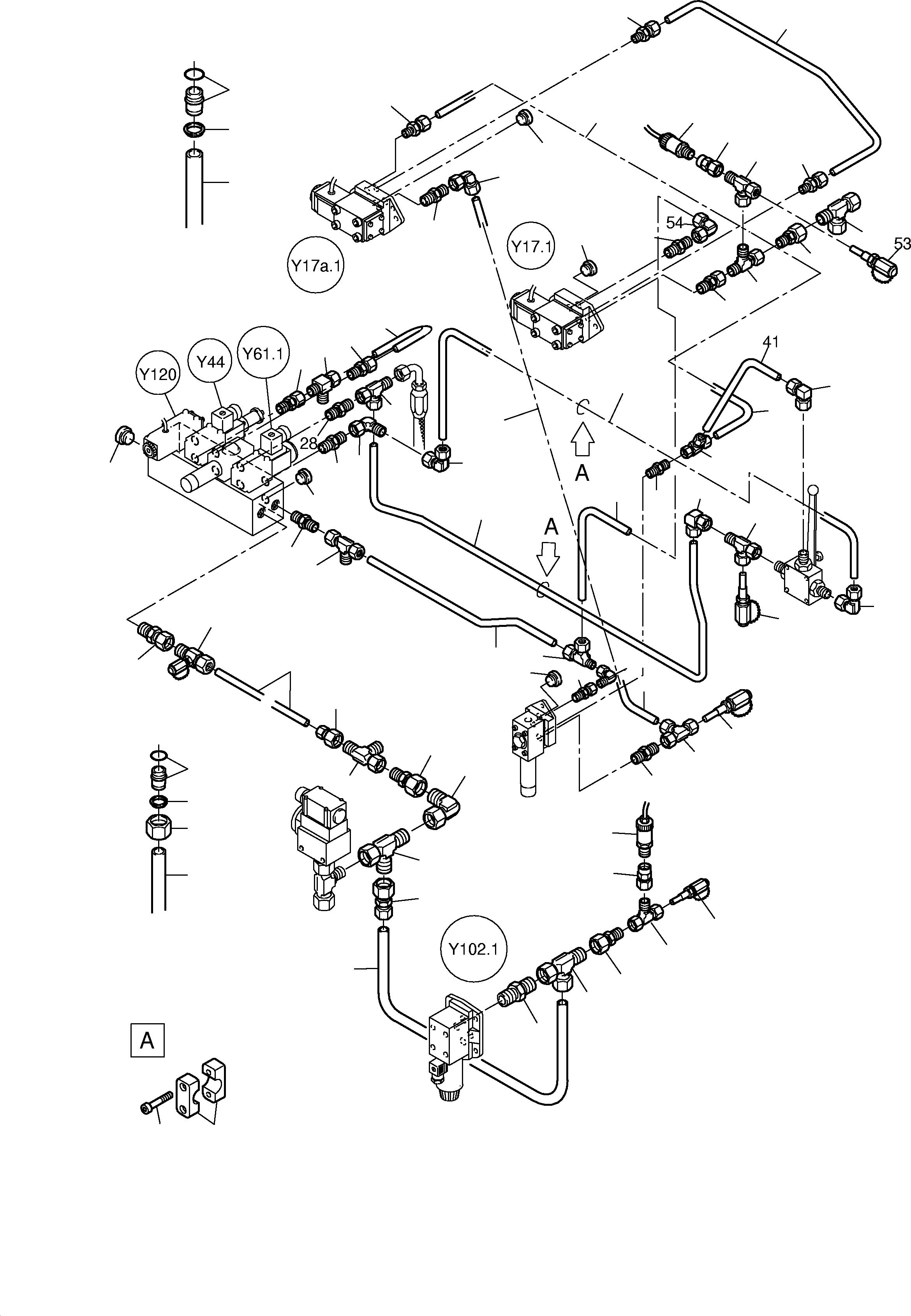 Komatsu parts book diagram for PC8000-1E S/N 12024: CONTROL- AND FILTER PLATE, FRONT