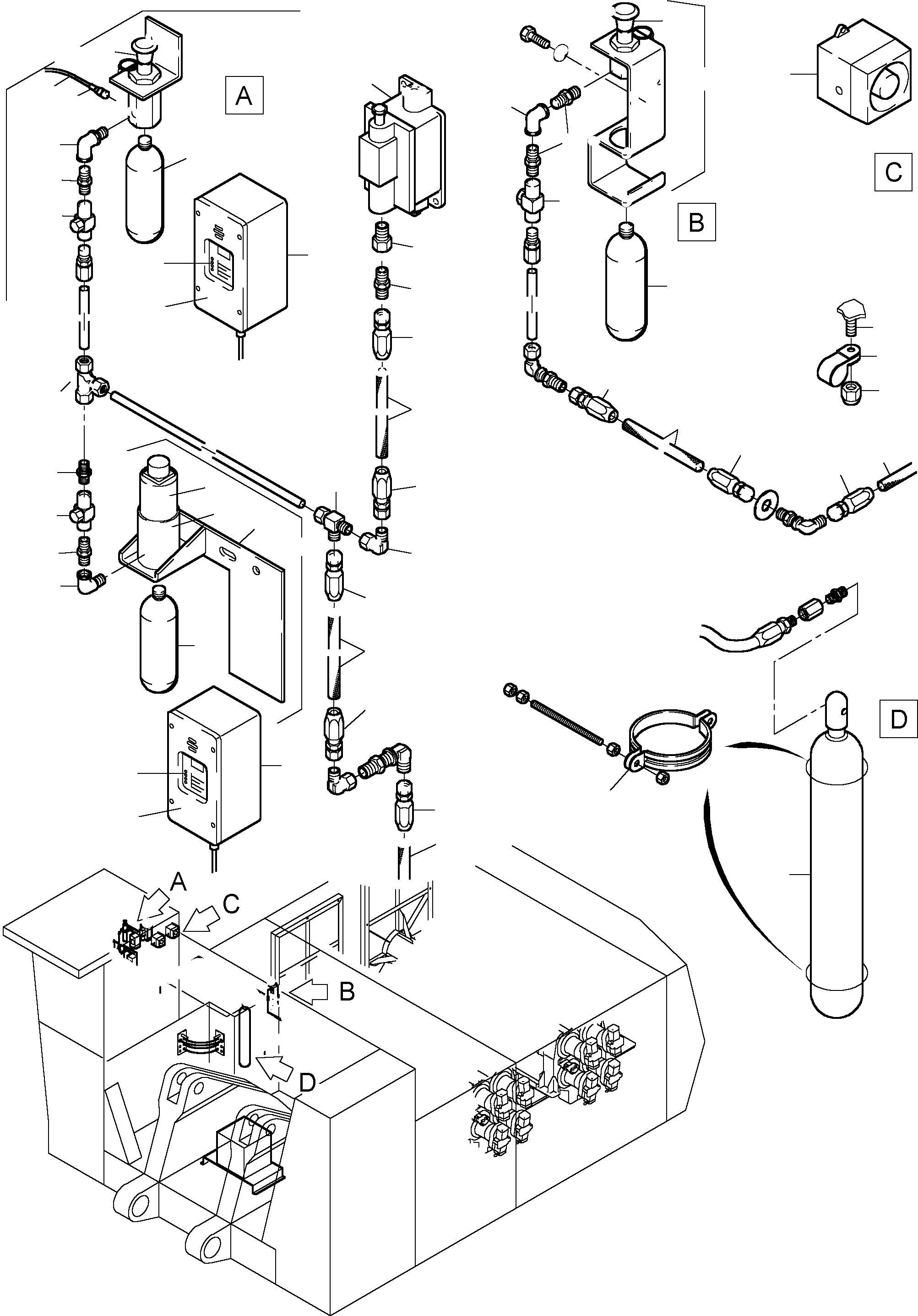 Komatsu parts book diagram for PC8000-1E S/N 12024: ACTUATING SYSTEM, HANDOPERATED