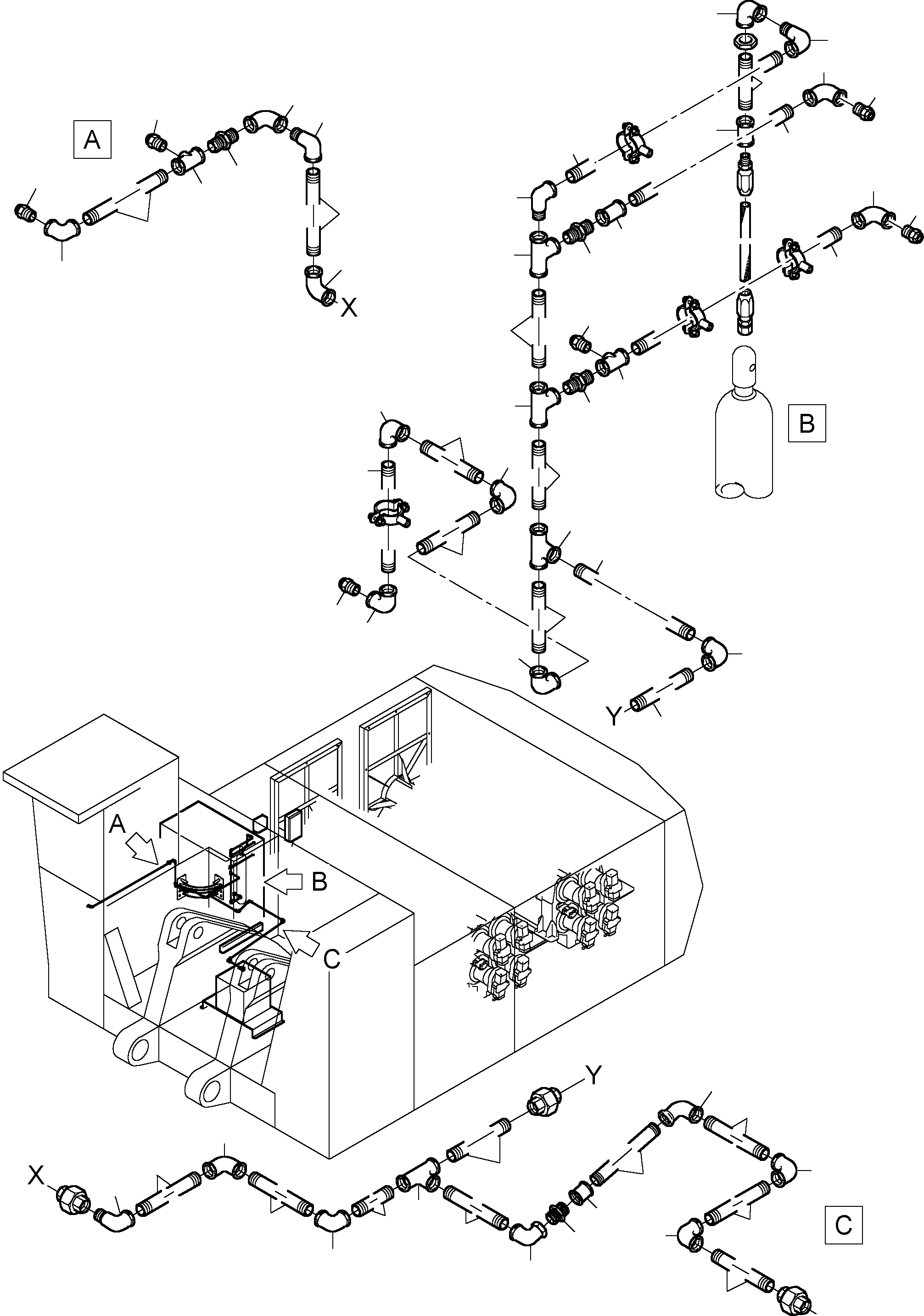 Komatsu parts book diagram for PC8000-1E S/N 12024: ACTUATING SYSTEM, HANDOPERATED