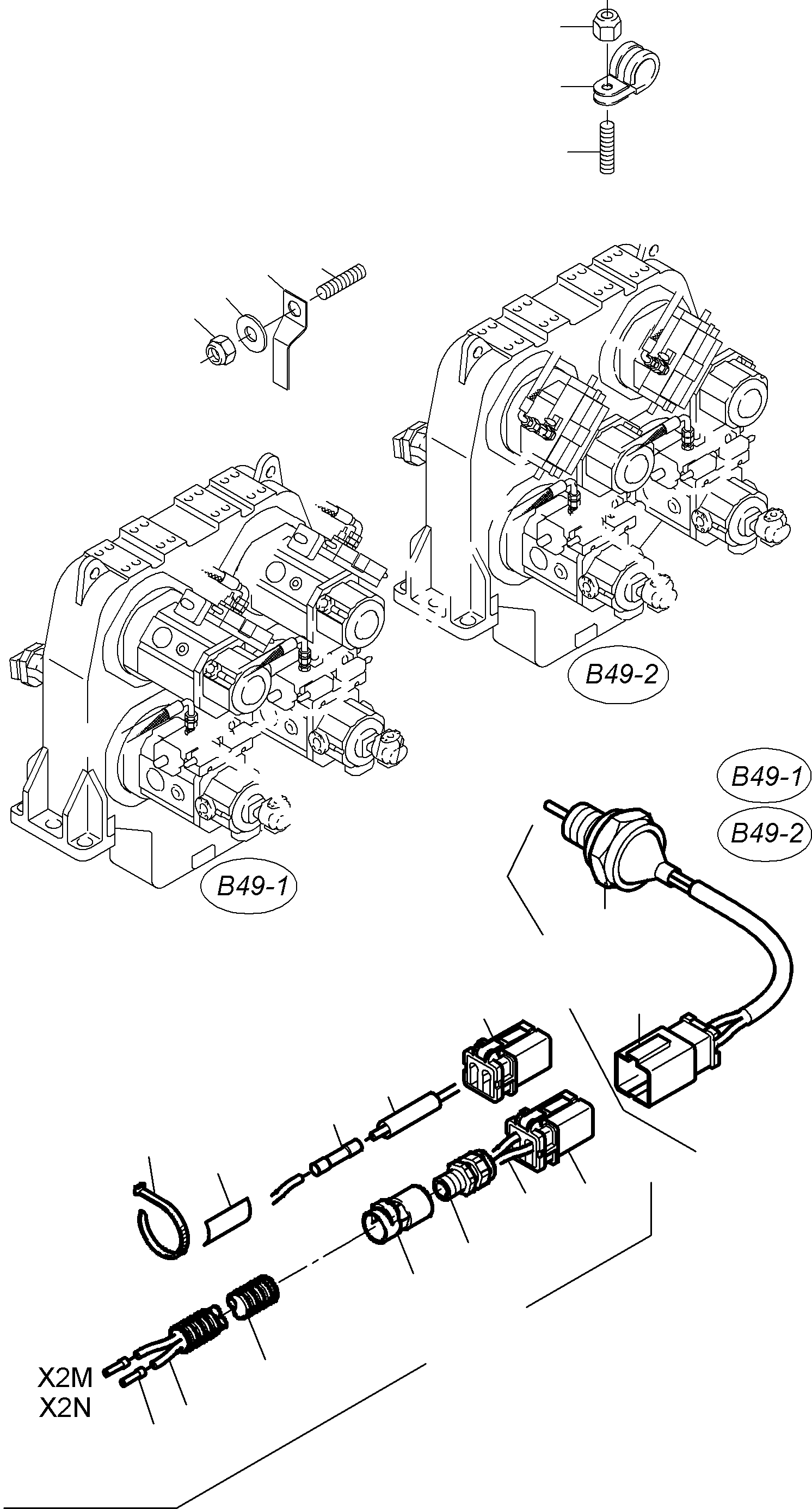 Komatsu parts book diagram for PC8000-1E S/N 12024: CABLES - PUMP DISTRIBUTOR GEAR