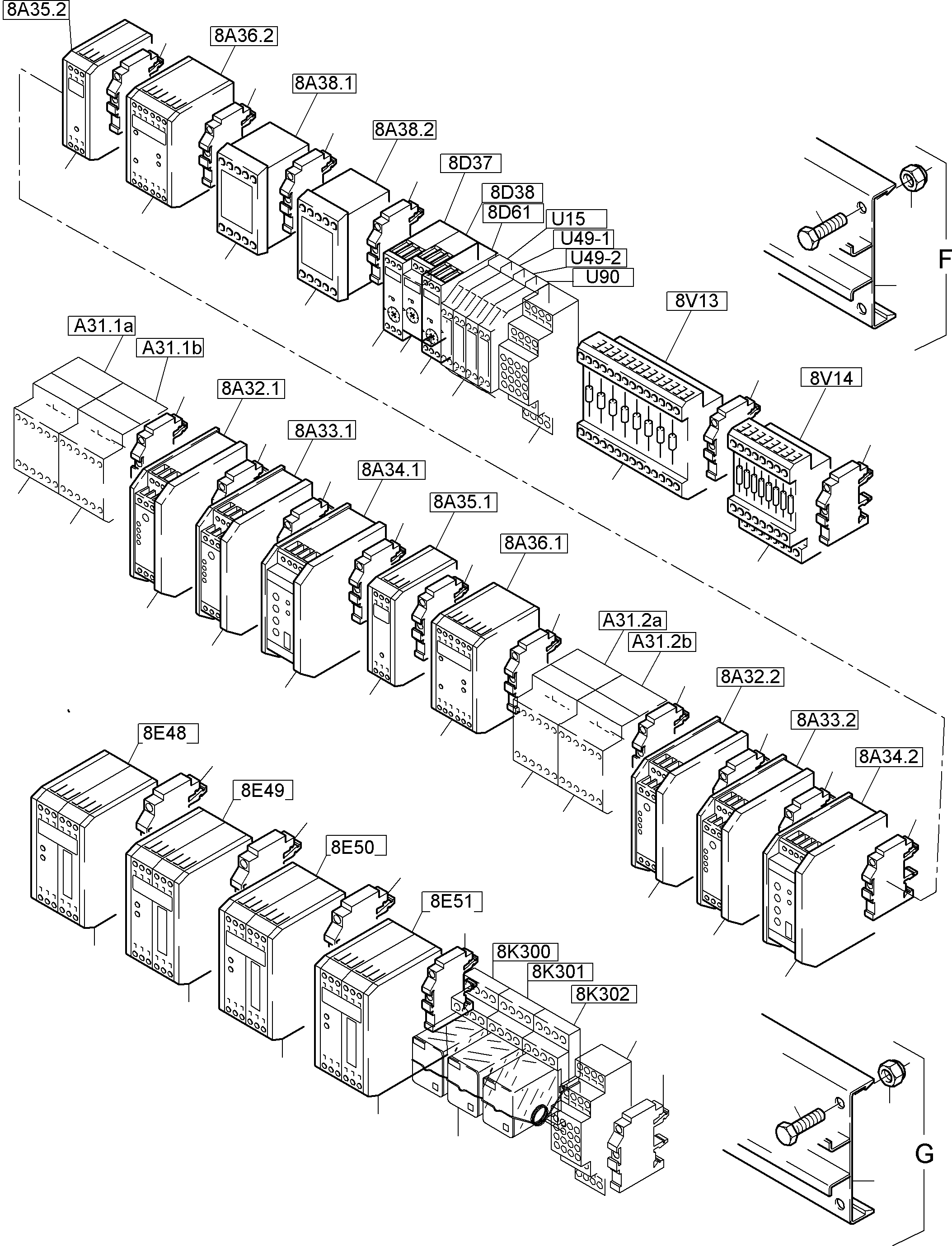 Komatsu parts book diagram for PC8000-1E S/N 12024: MAIN SWITCH BOX IN CAB SUPPORT