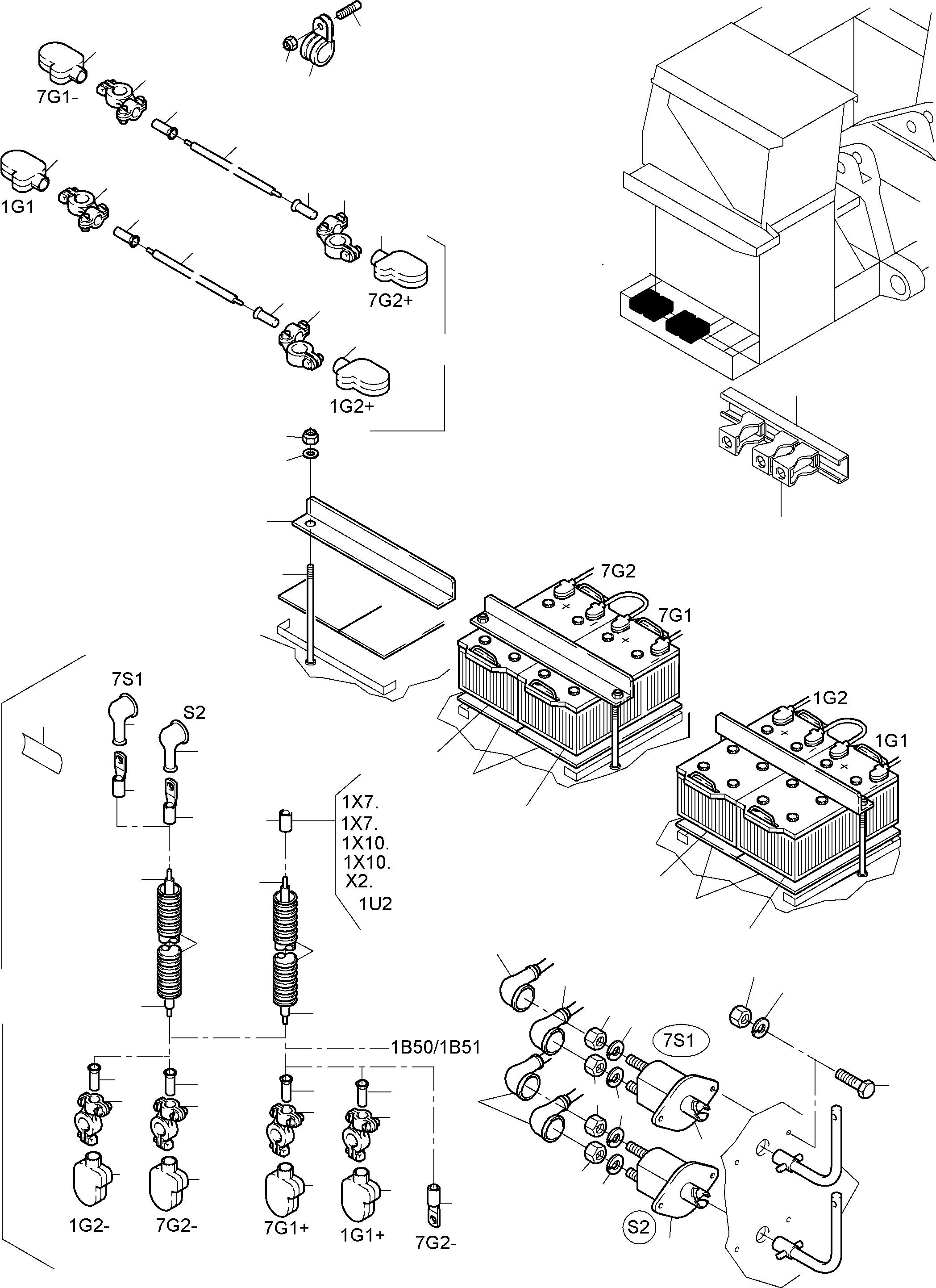 Komatsu parts book diagram for PC8000-1E S/N 12024: BATTERIES WITH CABLES